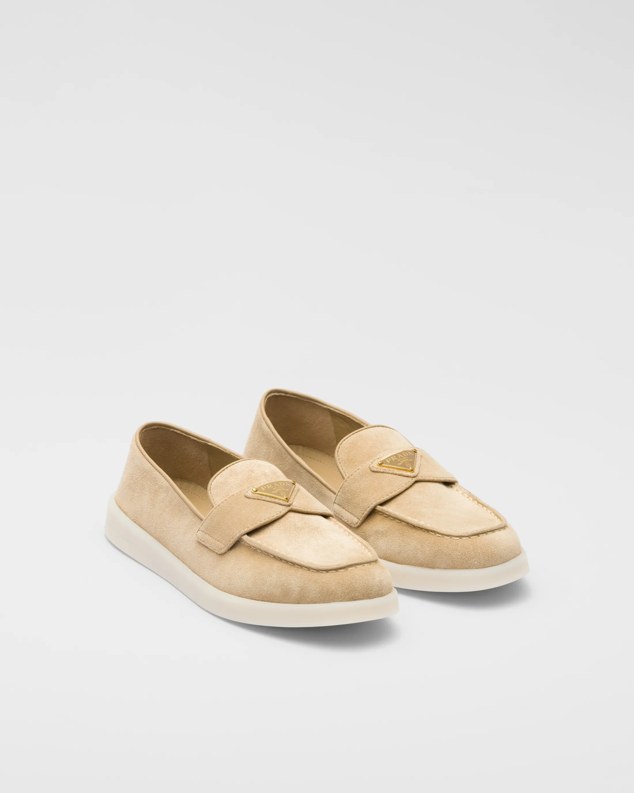 Prada Suede leather loafers Ecru Discount