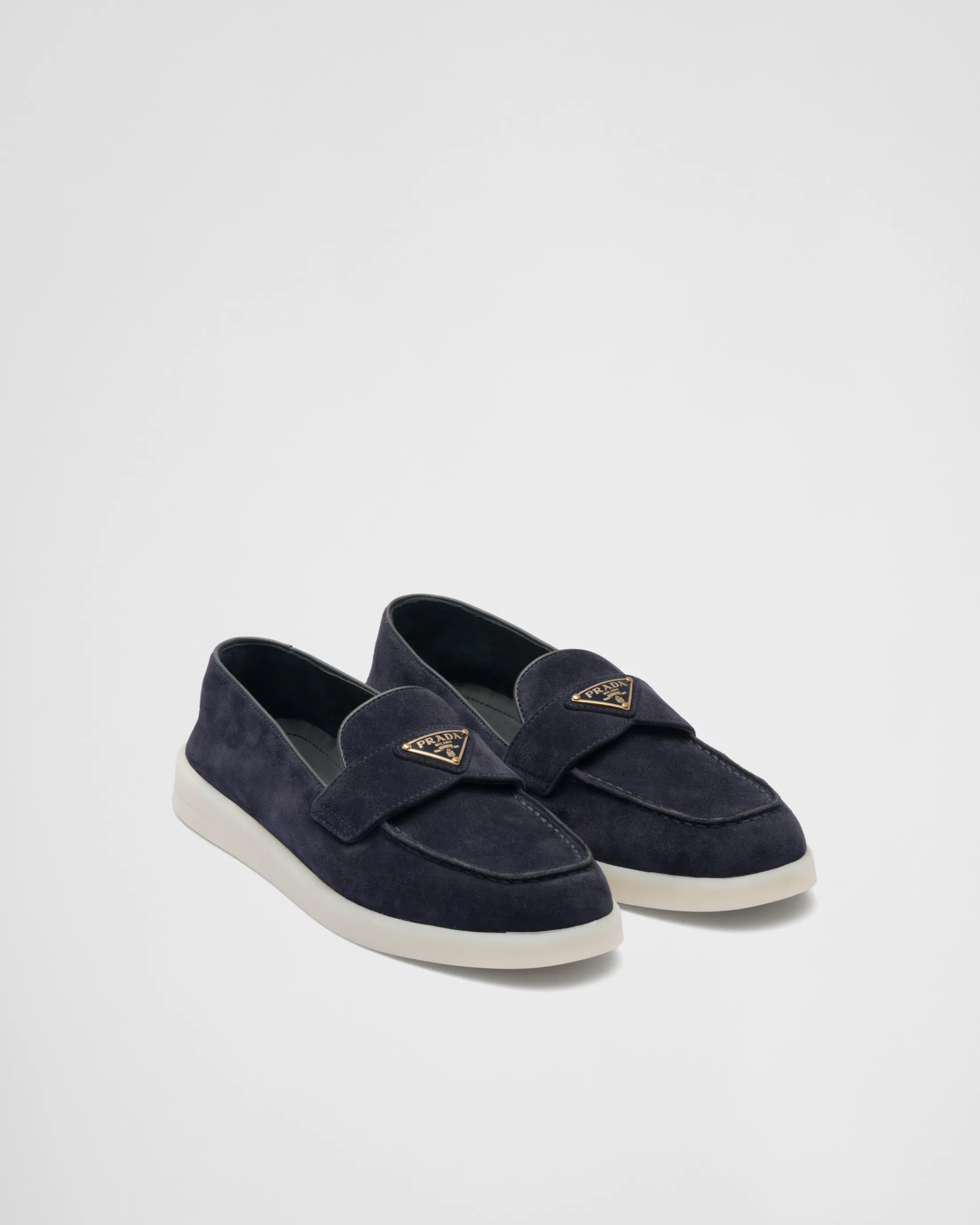 Prada Suede leather loafers Navy Outlet