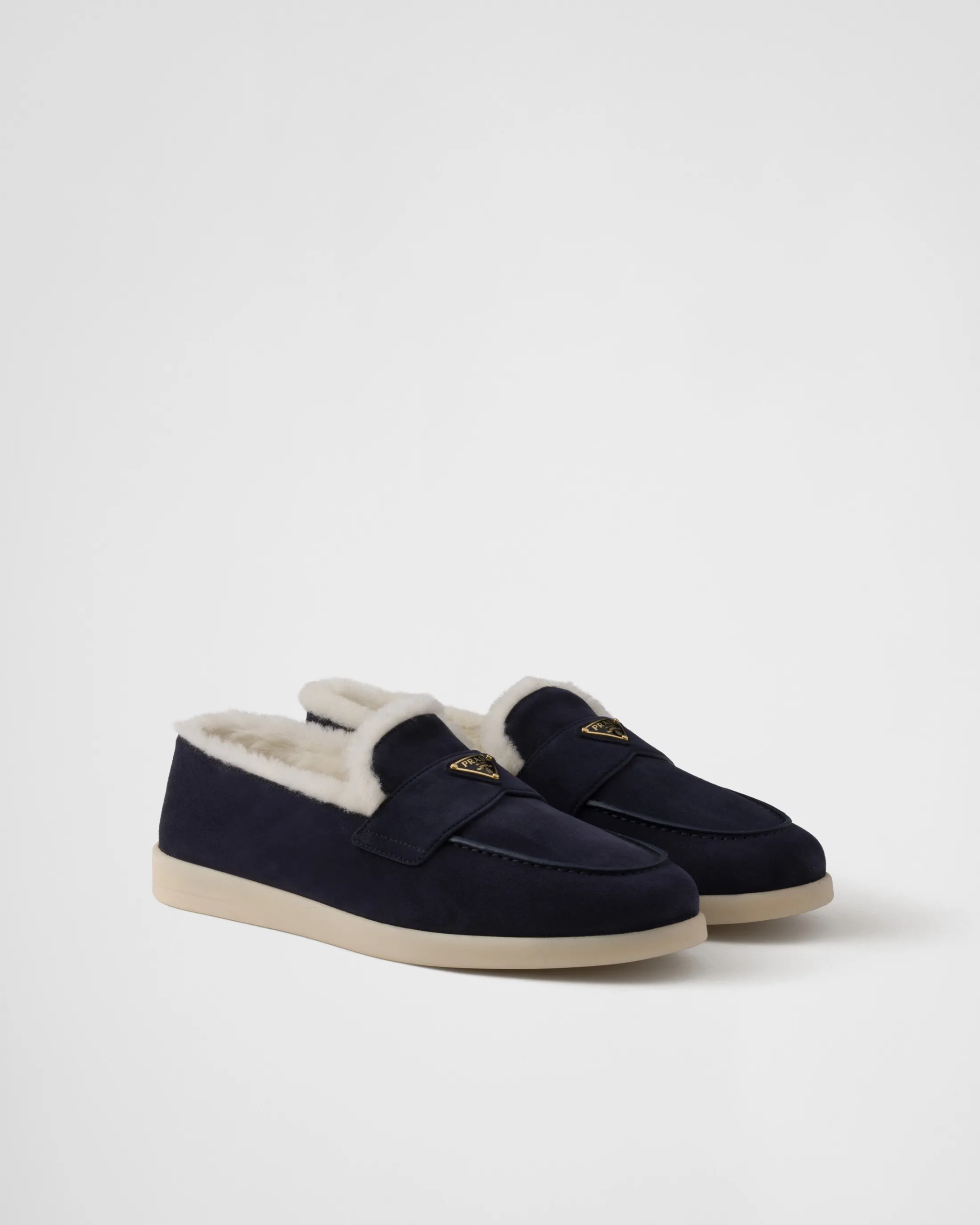 Prada Suede loafers Navy Cheap