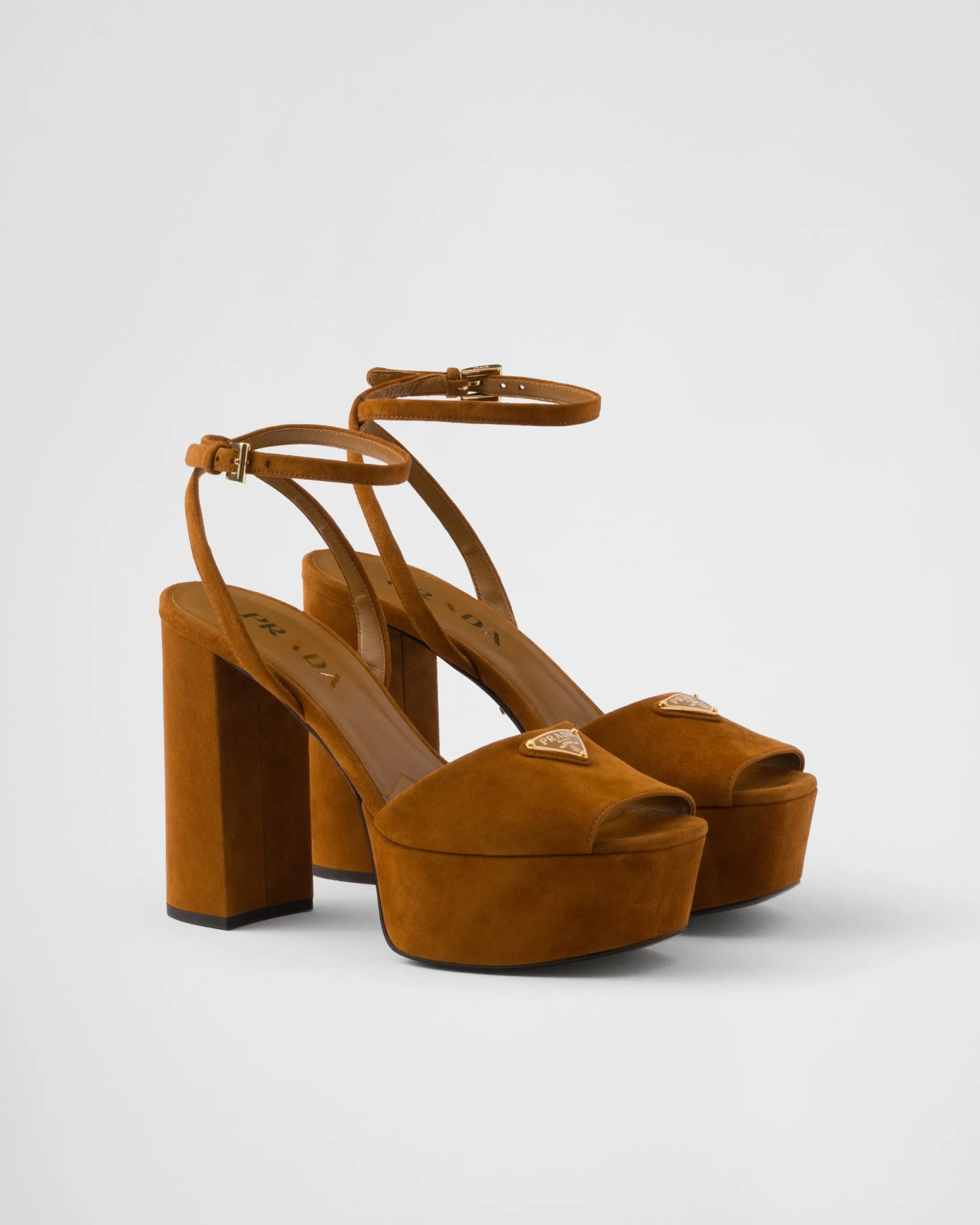 Prada Suede platform sandals Cognac Clearance