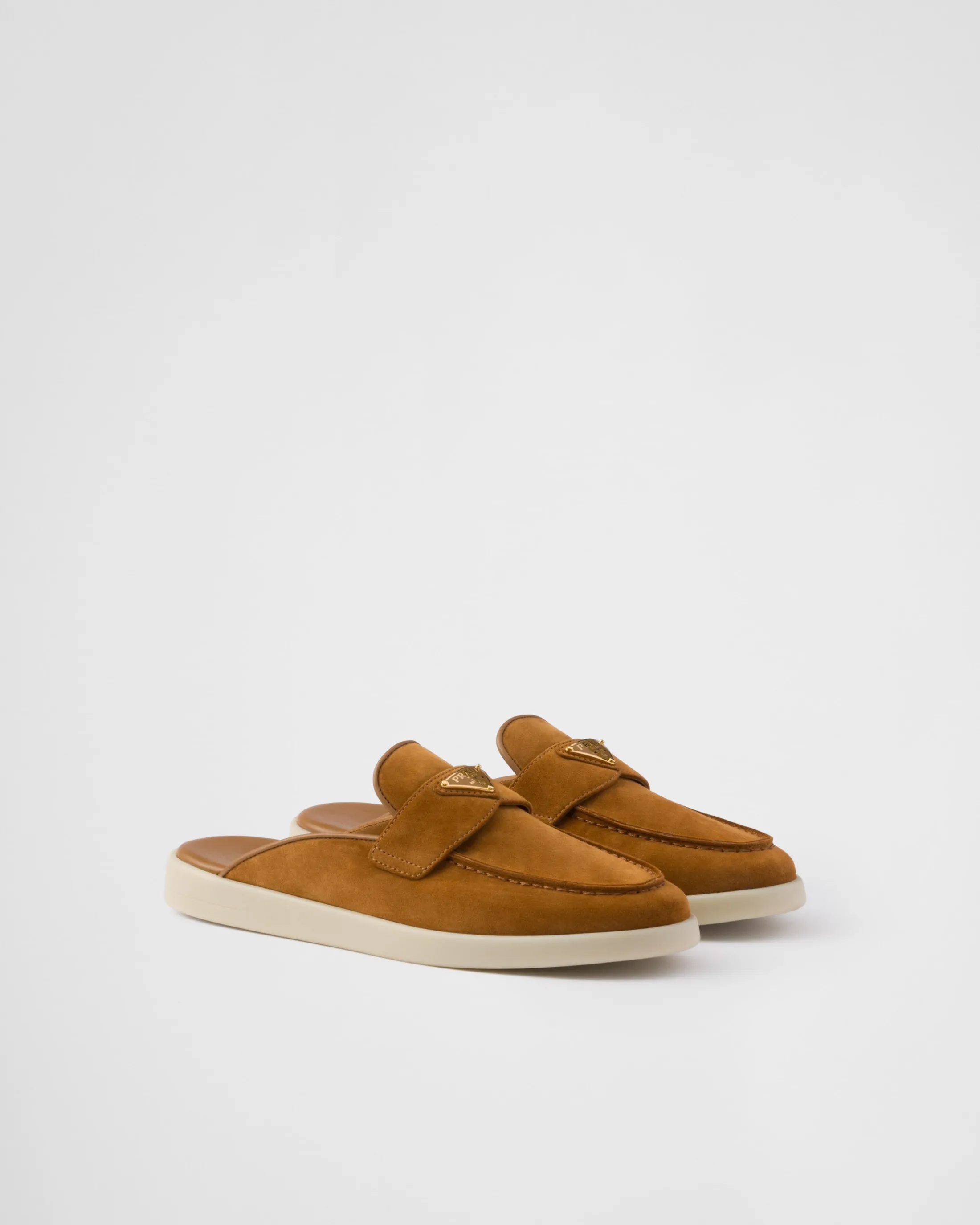 Prada Suede sabots Cognac New