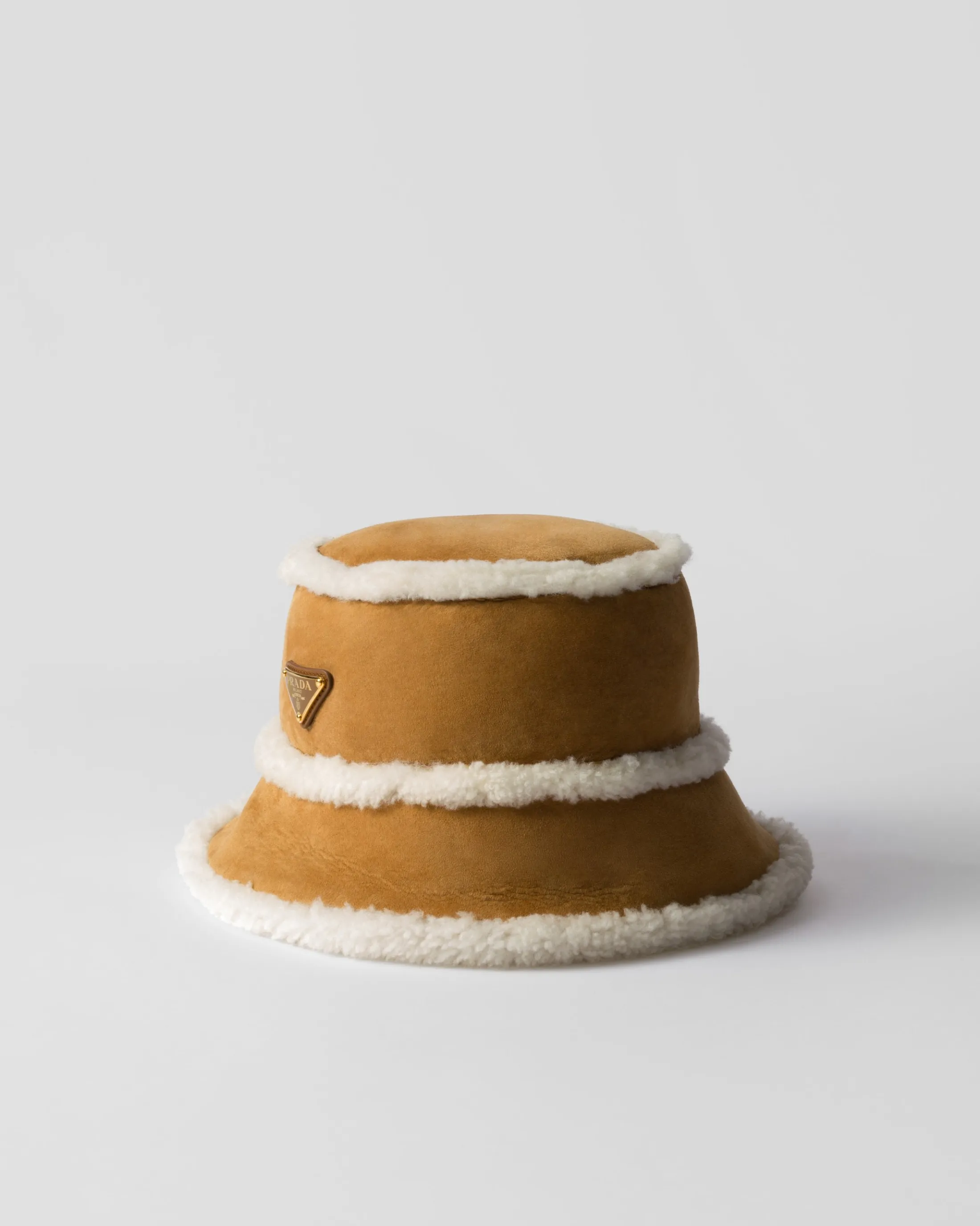 Prada Suede shearling bucket hat Honey Cheap