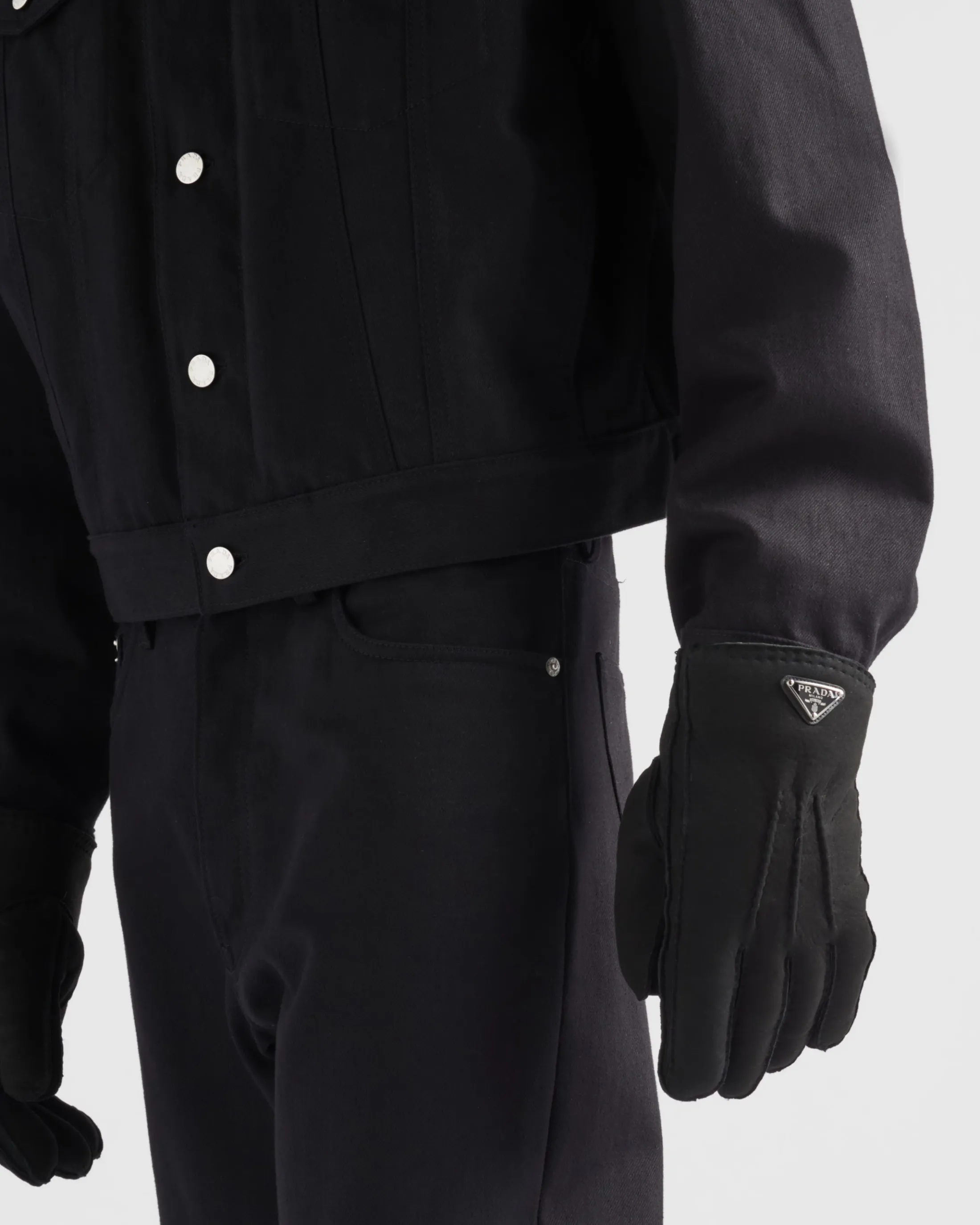 Prada Suede sheepskin gloves Black Sale