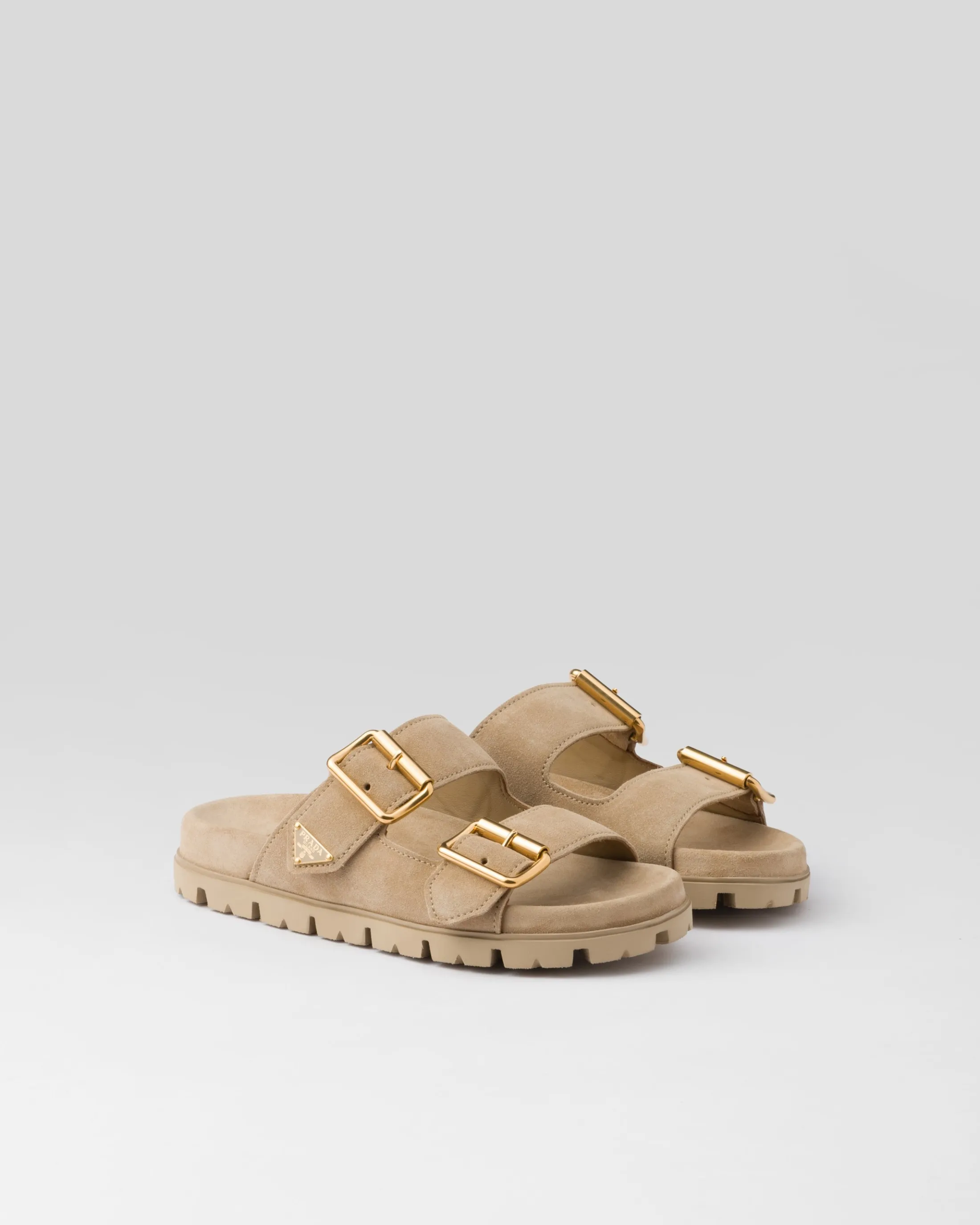 Prada Suede strap slides Ecru Best Sale