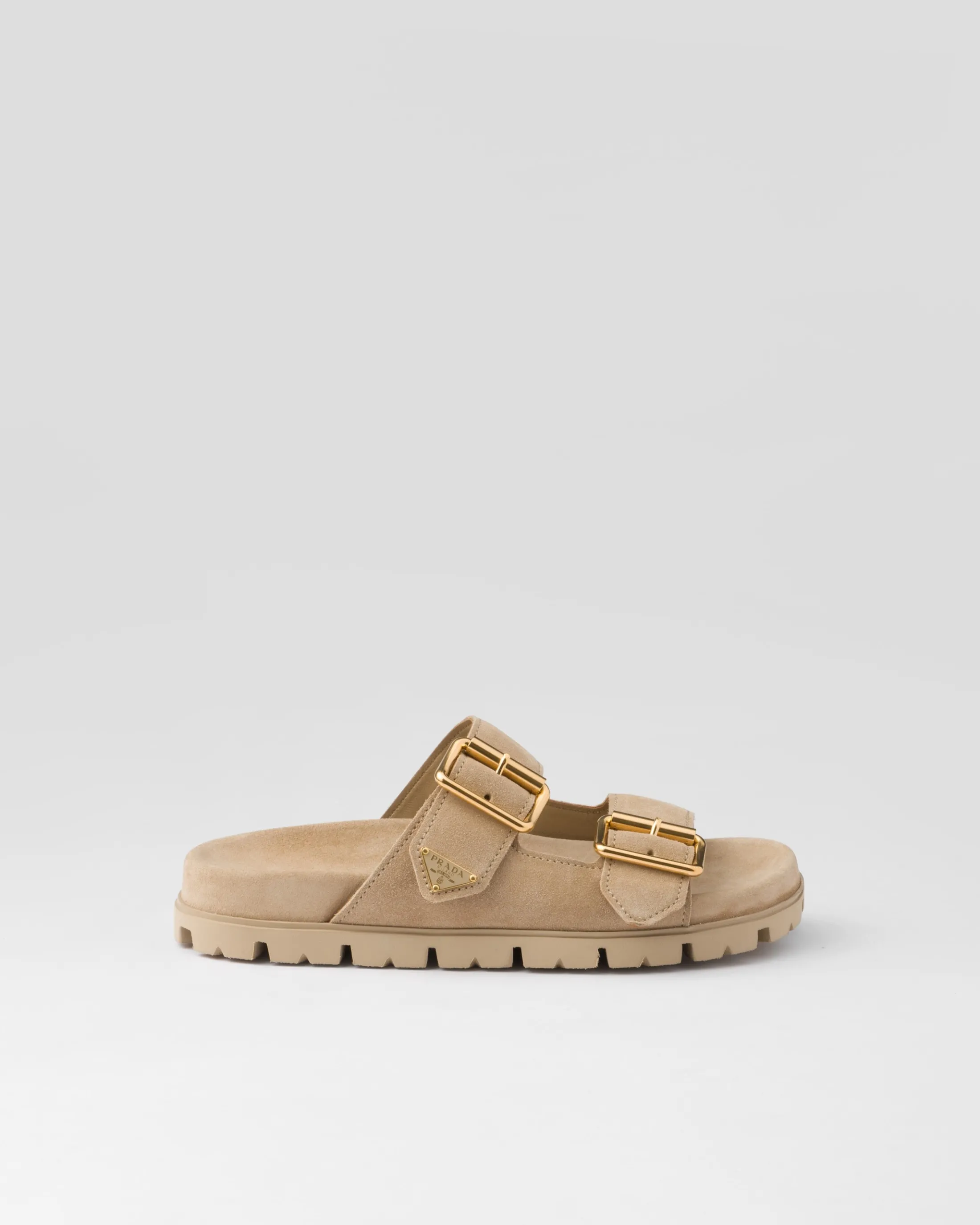 Prada Suede strap slides Ecru Best Sale