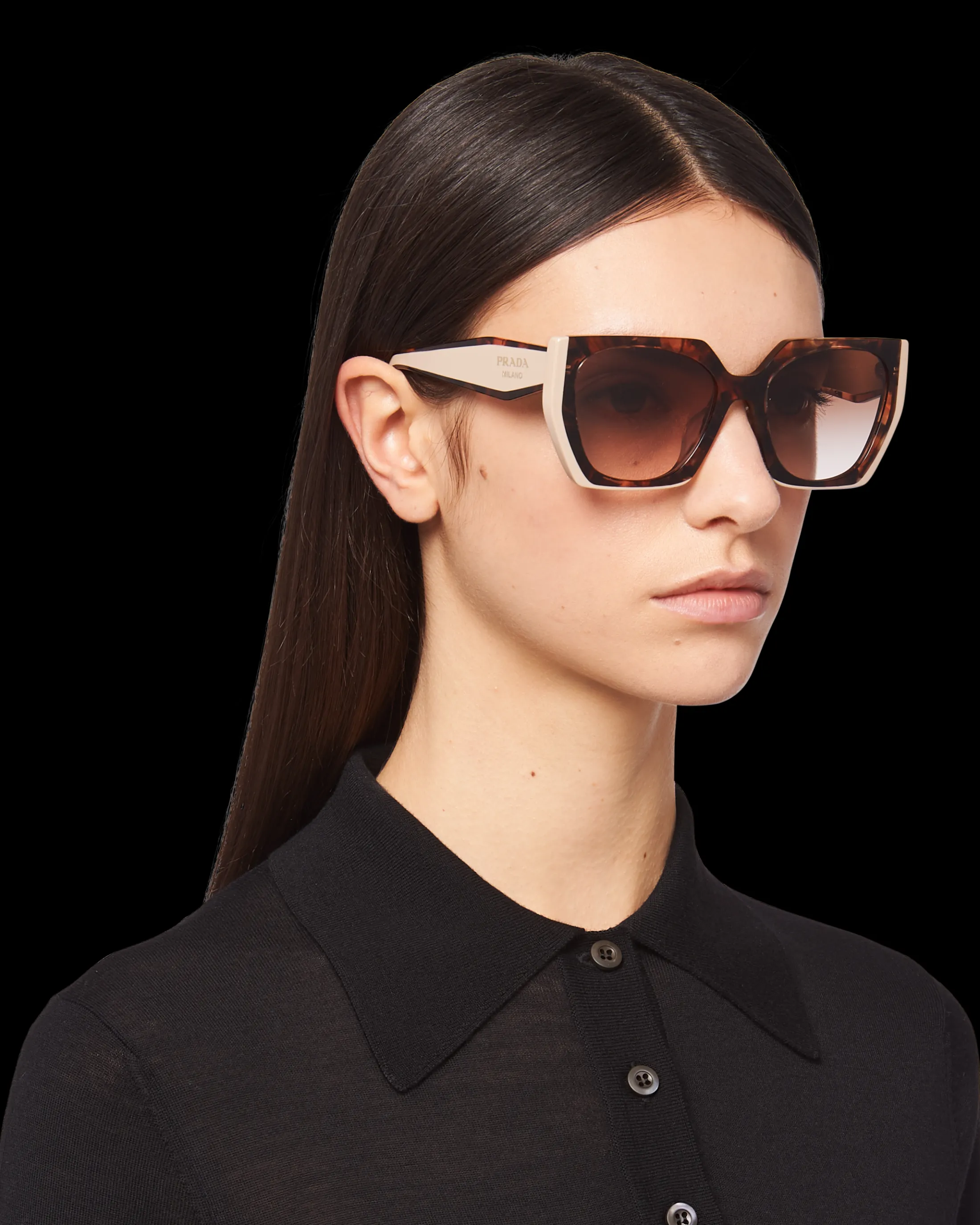 Prada Sunglasses with logo Opaquegradientdarkbrownlenses Hot