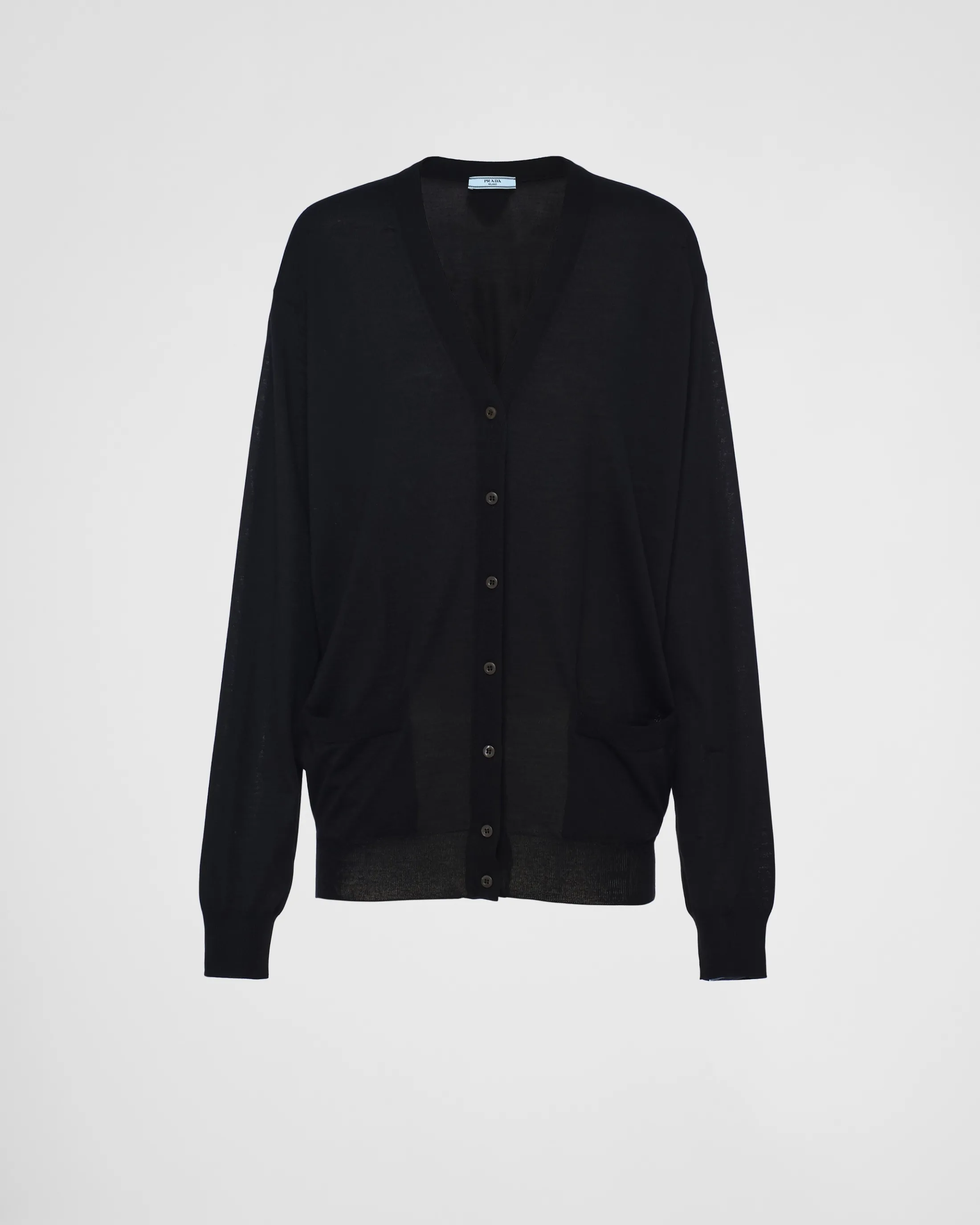 Prada Superfine wool cardigan Black Cheap