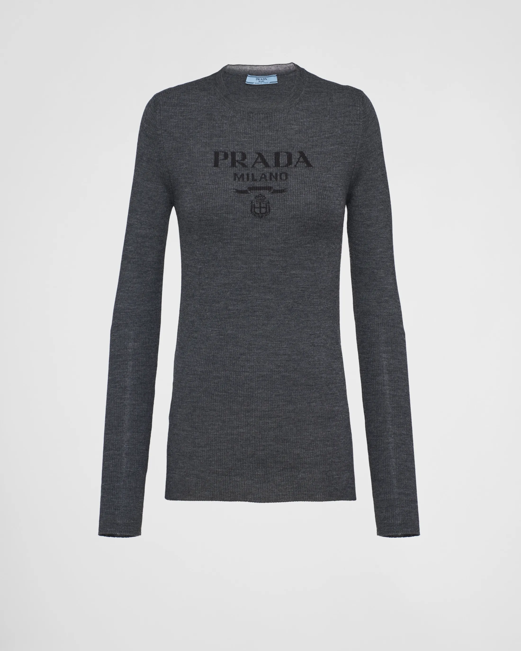 Prada Superfine wool crew-neck sweater Anthracitegray Sale