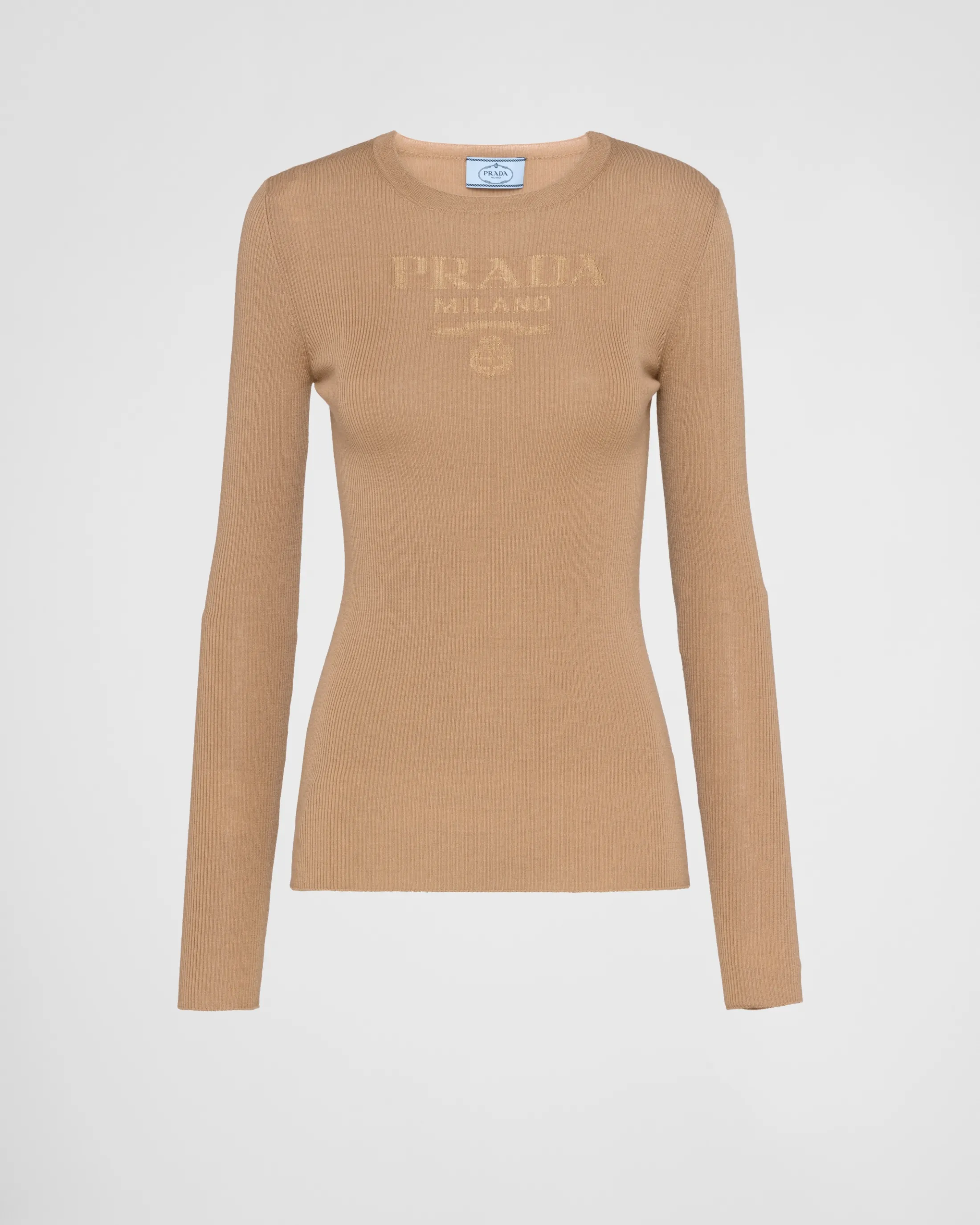 Prada Superfine wool crew-neck sweater Camelbrown Store