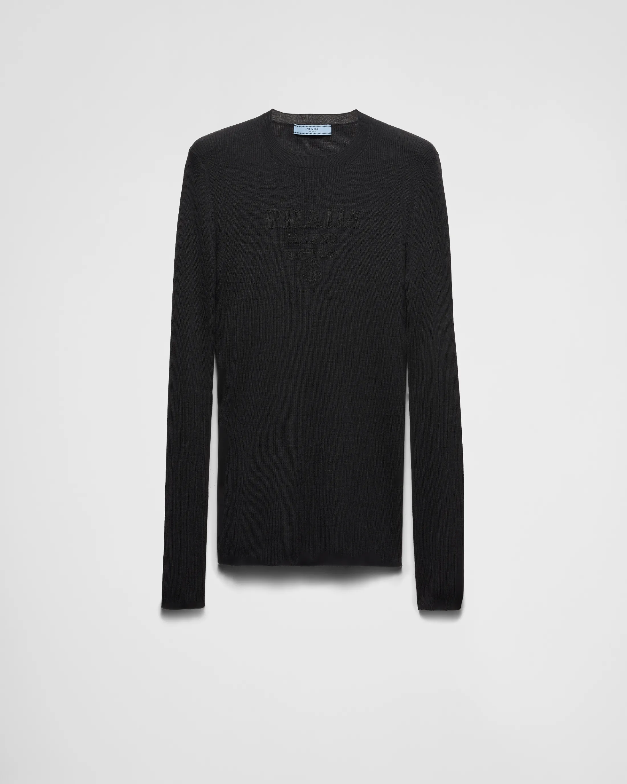 Prada Superfine wool crew-neck sweater Black Outlet