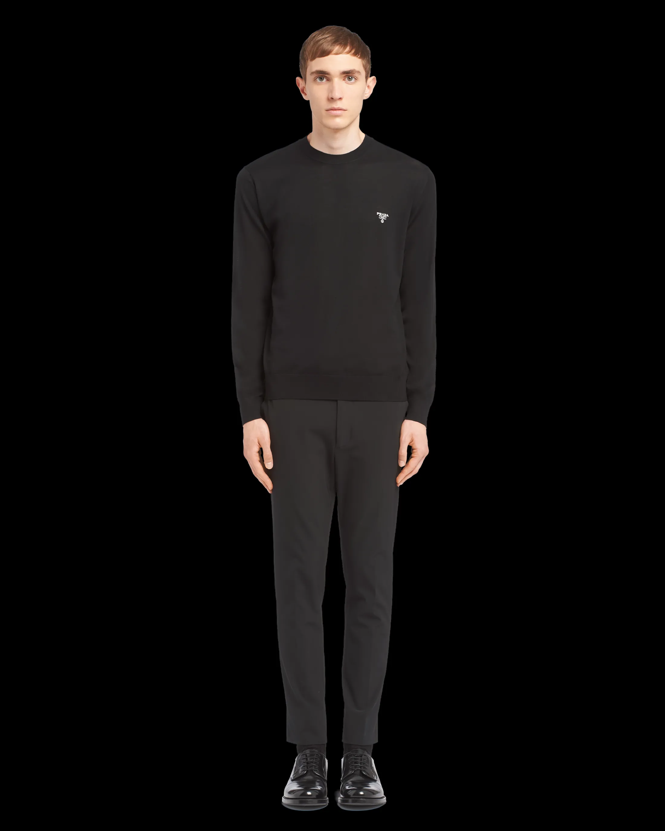 Prada Superfine wool crew-neck sweater Black Sale