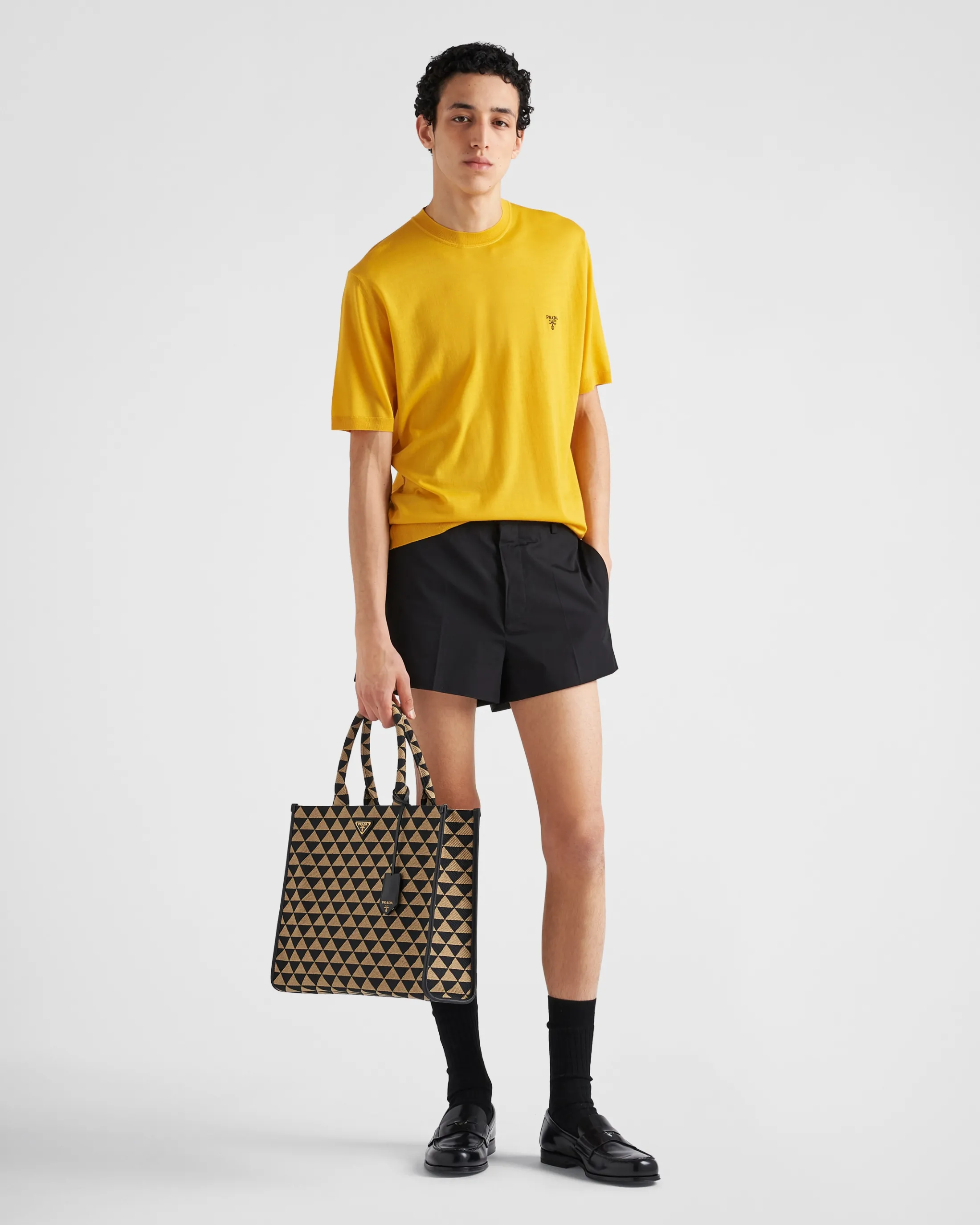 Prada Superfine wool crew-neck sweater Yellow Clearance