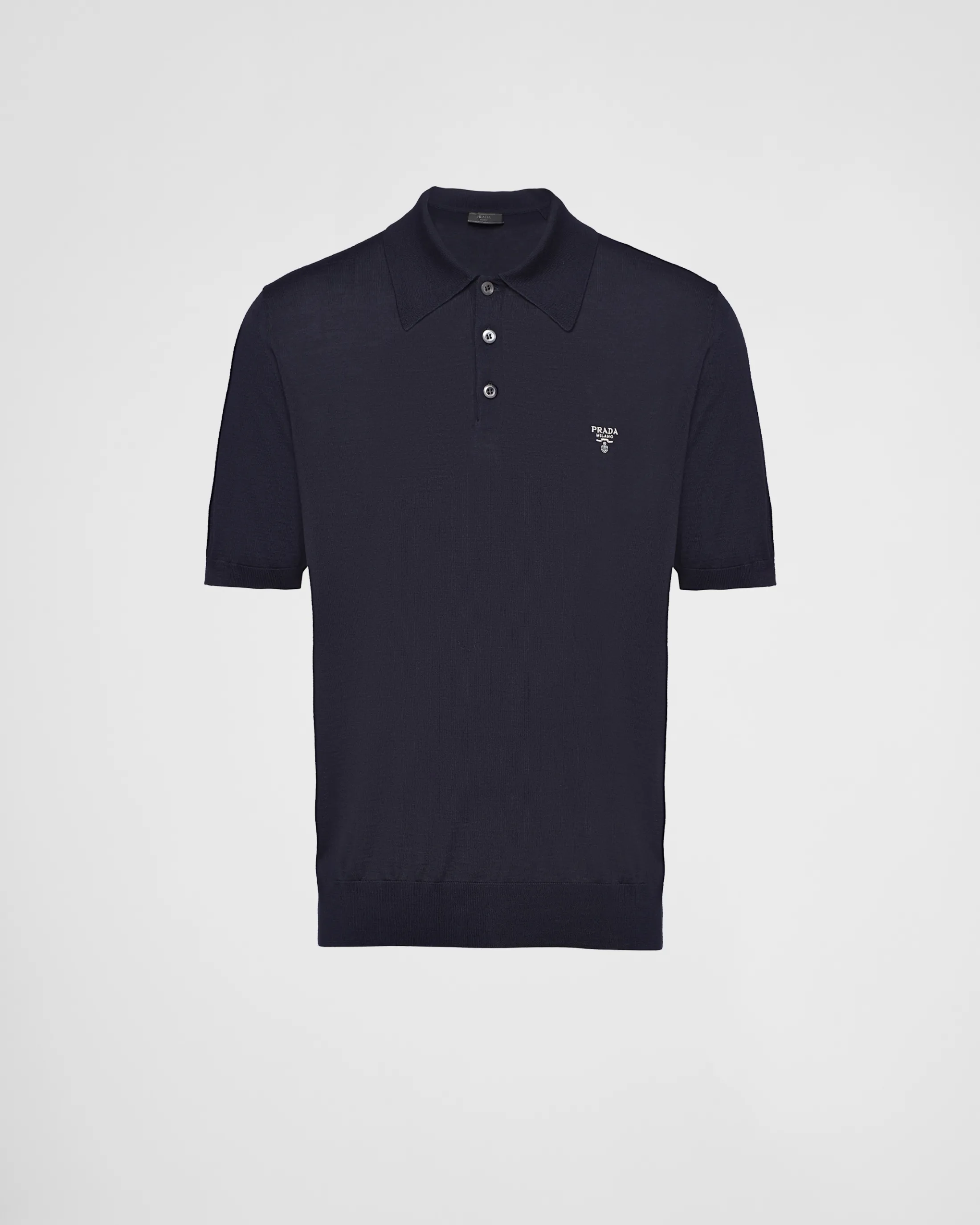 Prada Superfine wool polo shirt Navy Discount