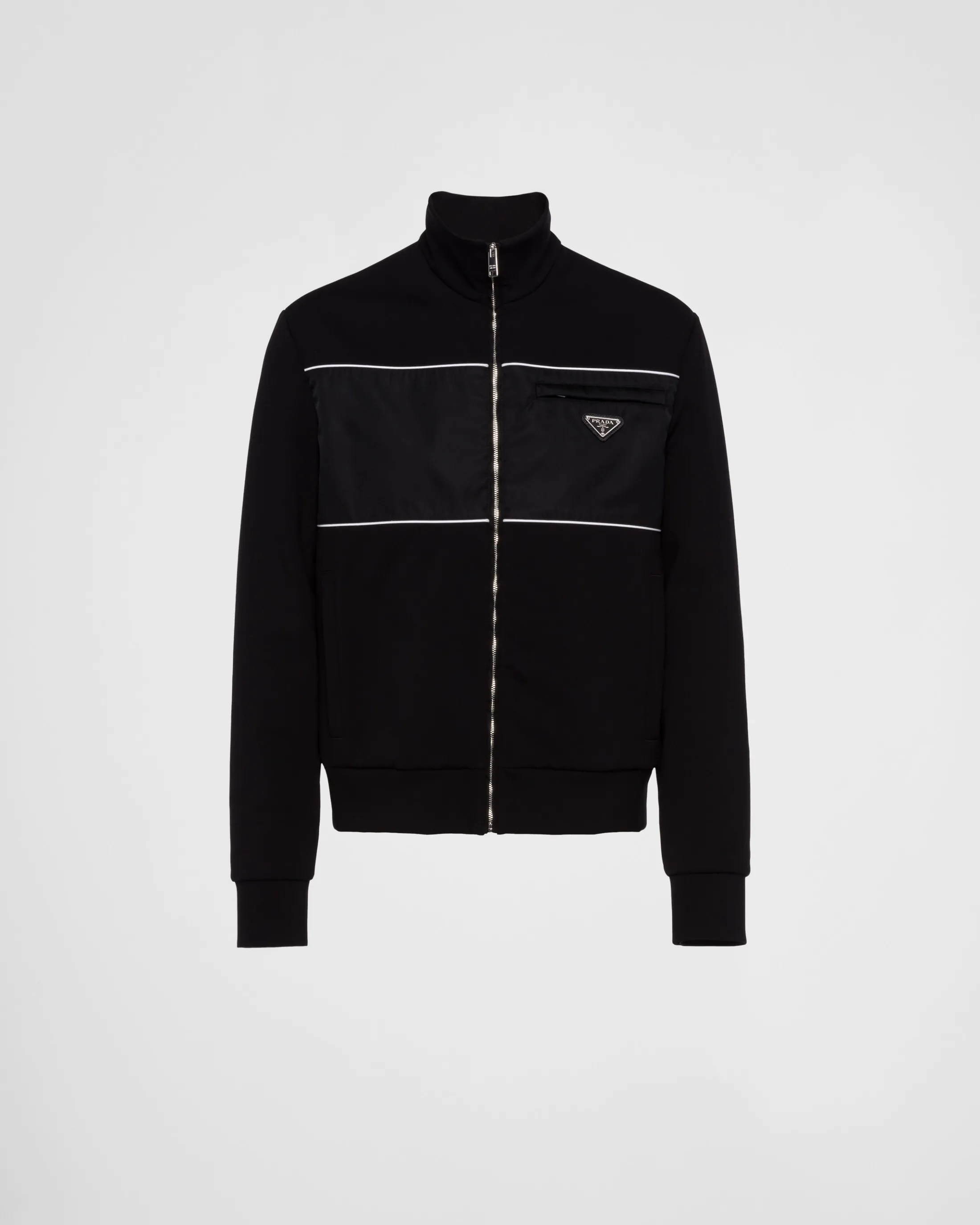 Prada Sweatshirt with Re-Nylon details Black/white Shop