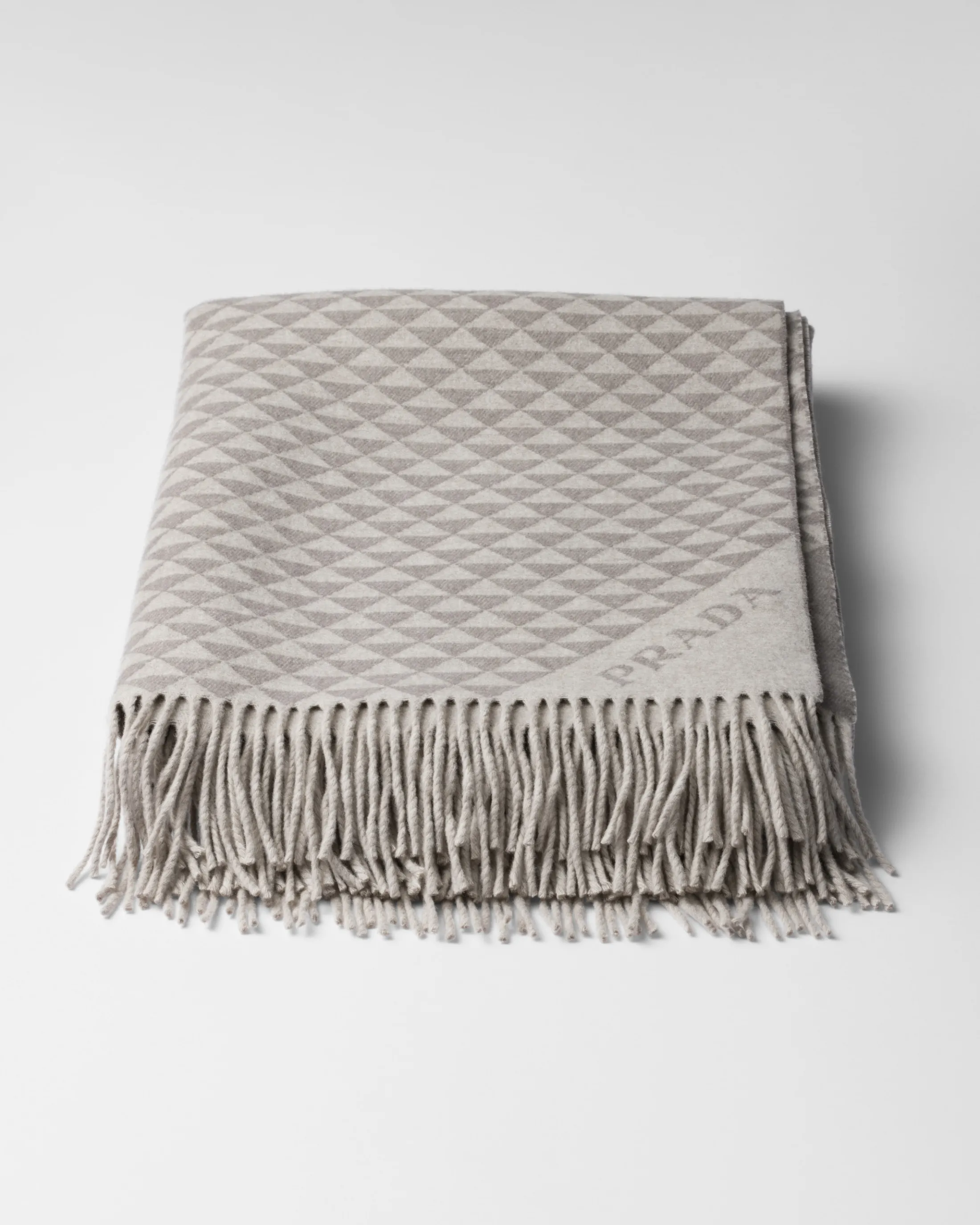 Prada Symbole Double cashmere and wool throw Pumice/claygray Best