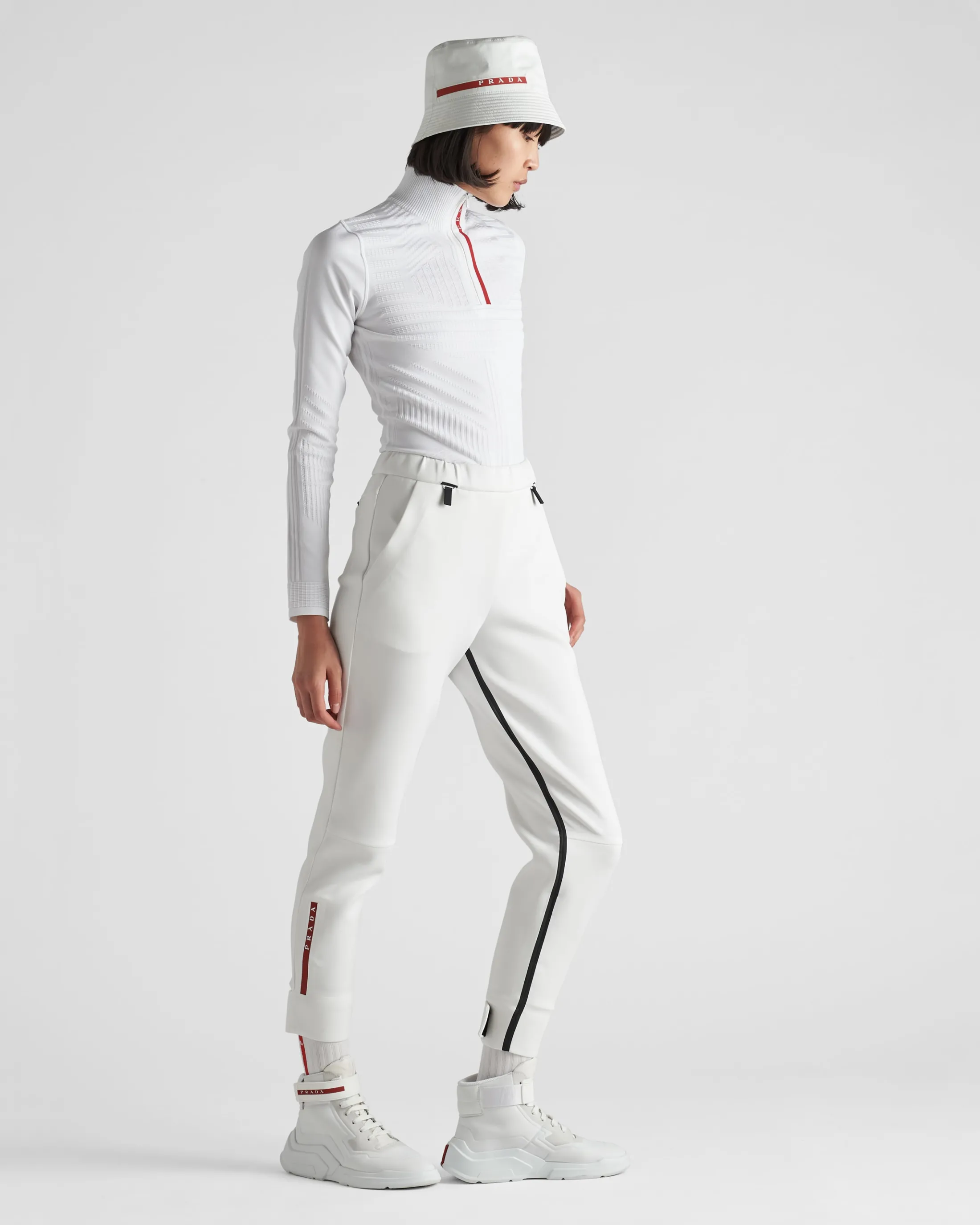 Prada Tech Rec Re-Nylon piqué sports top White Best