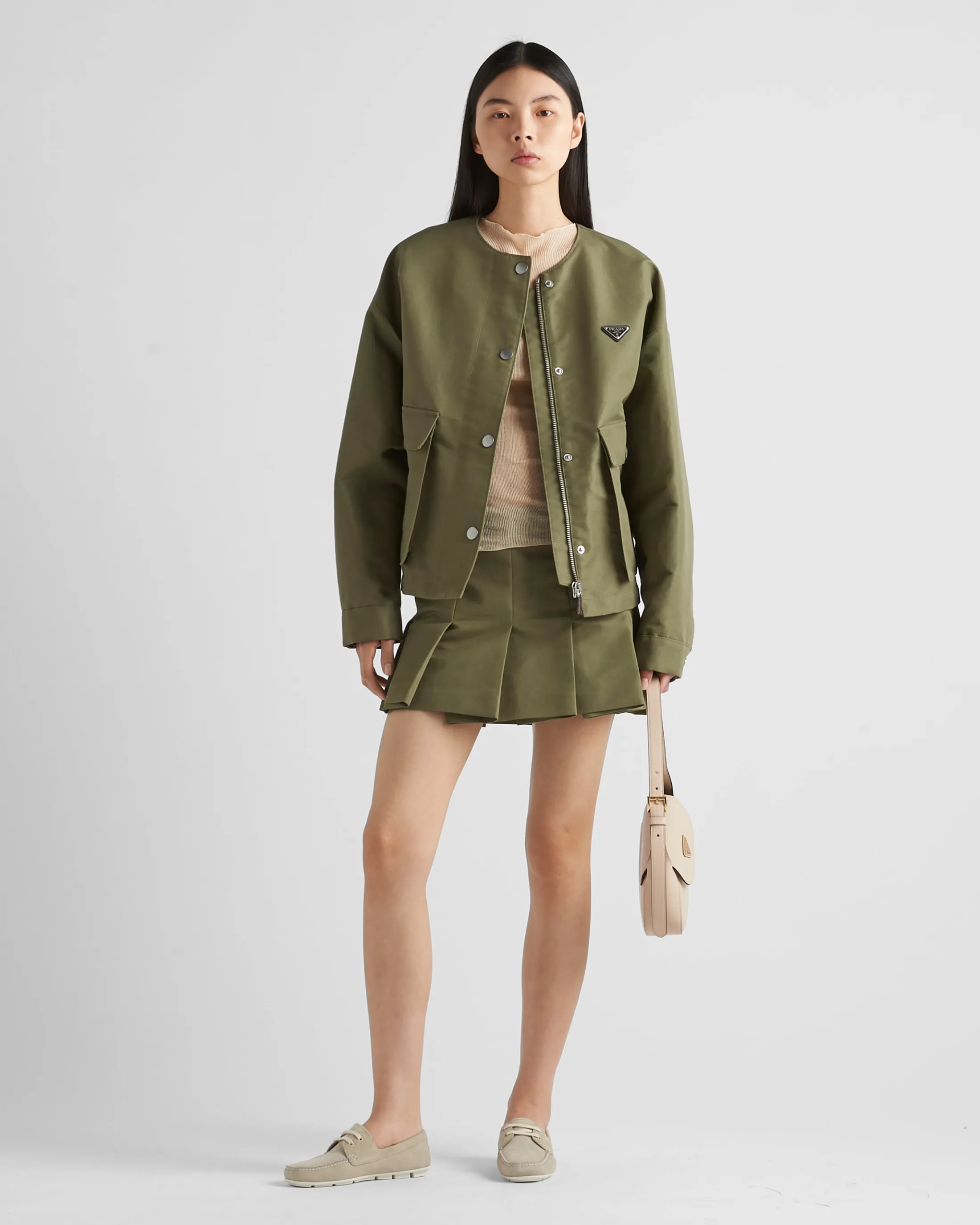 Prada Technical canvas miniskirt Militarygreen Best Sale