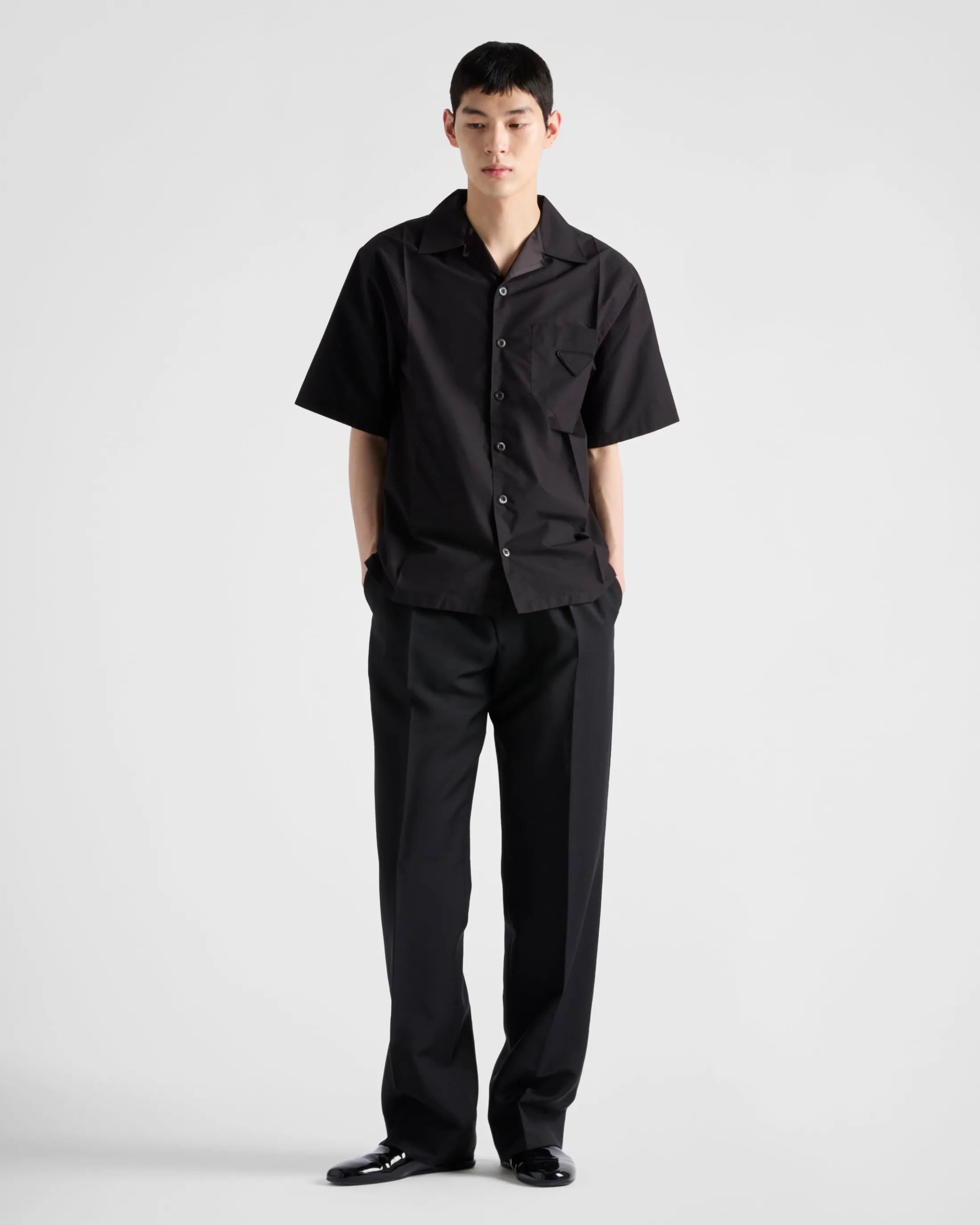 Prada Technical cotton short-sleeved shirt Black Cheap