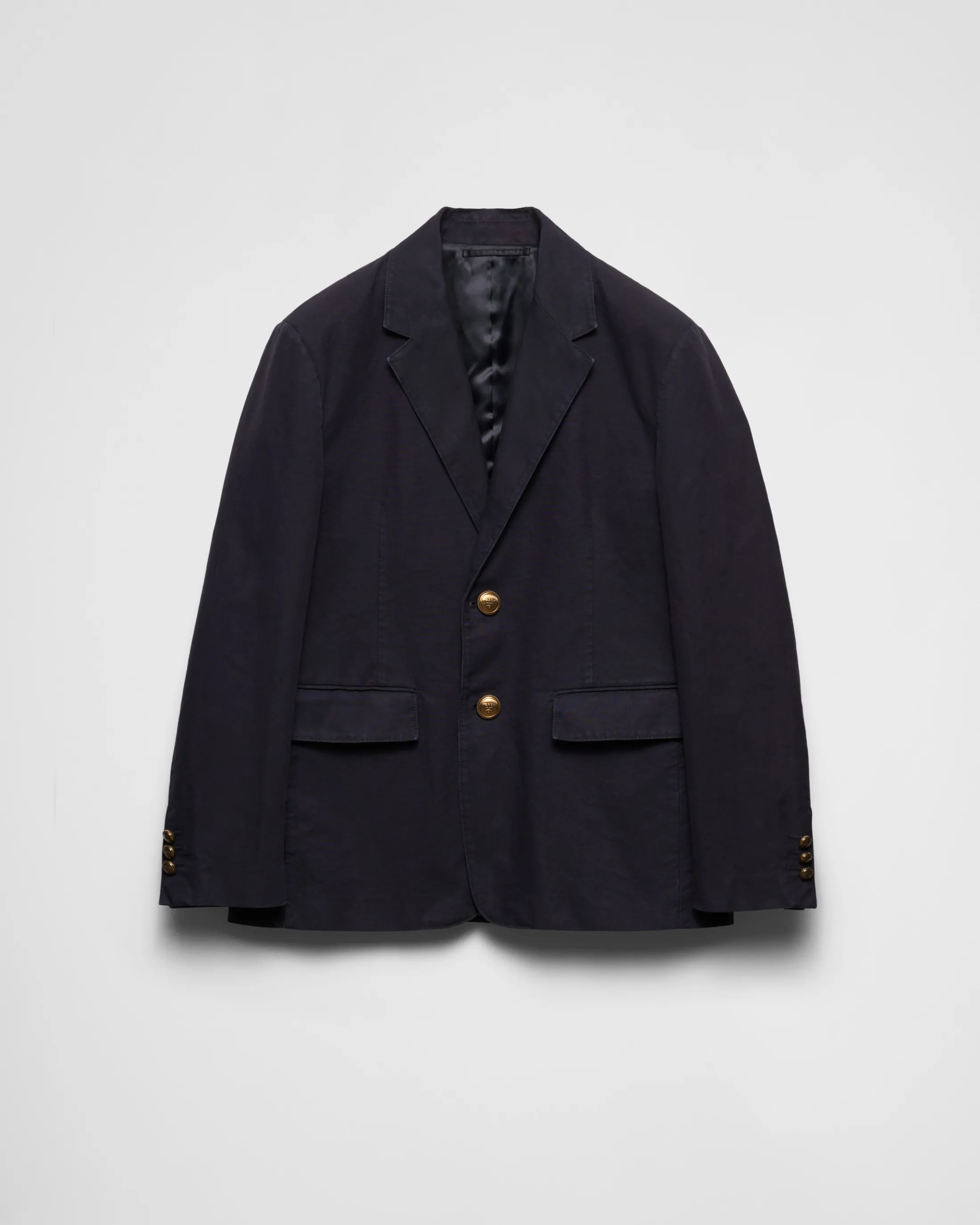 Prada Technical cotton single-breasted jacket Navy Clearance