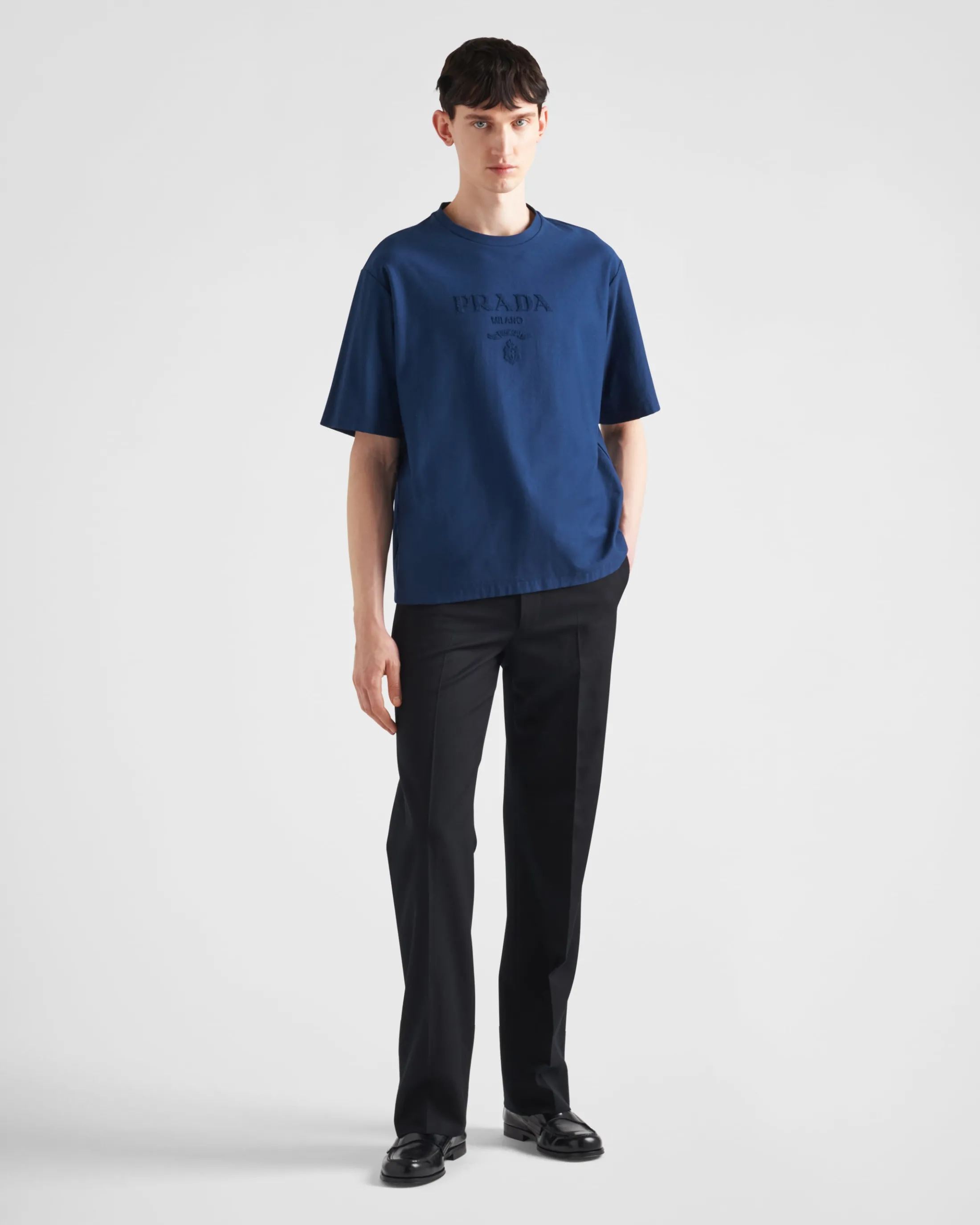 Prada Technical cotton T-shirt Navy Hot