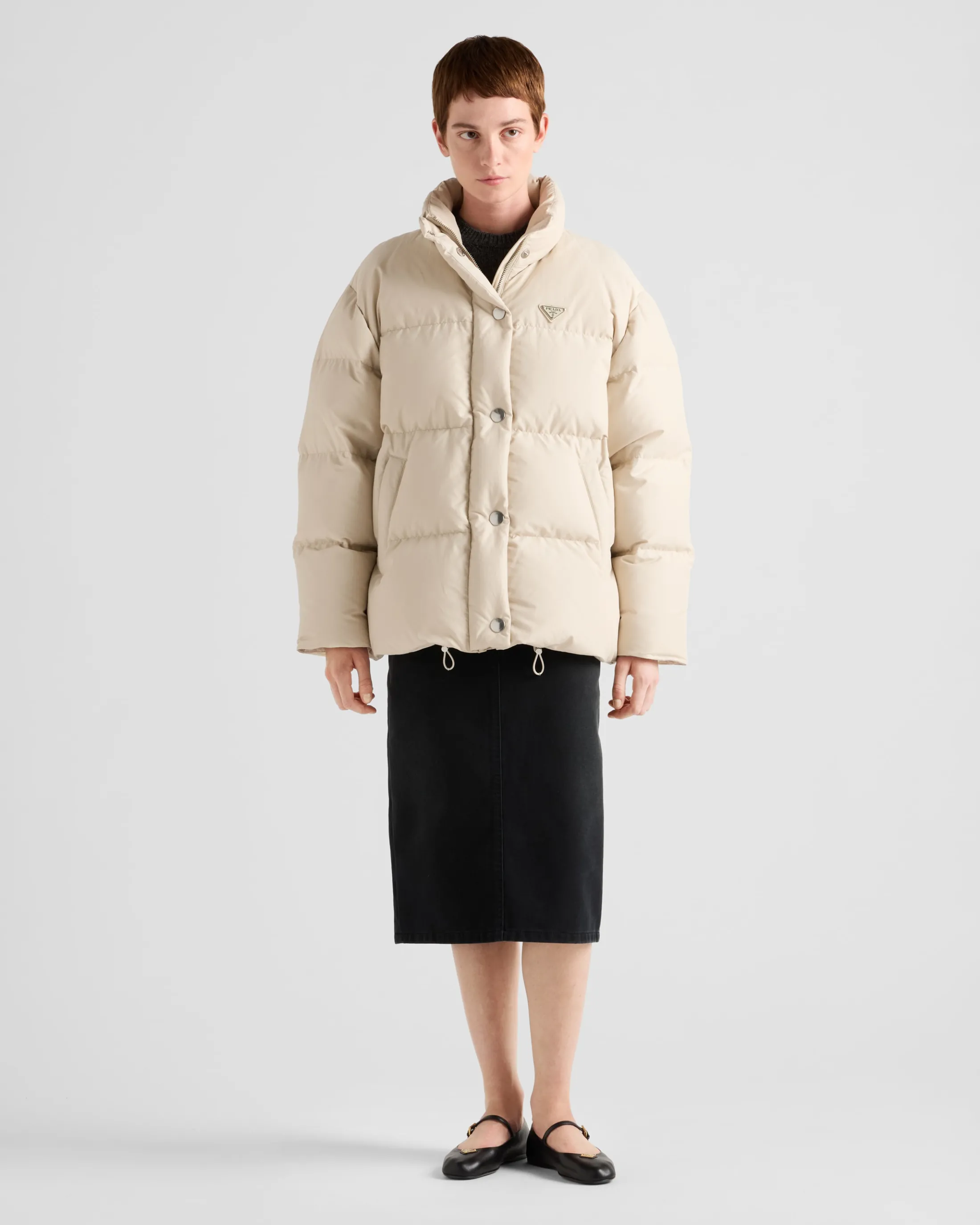 Prada Technical fabric down jacket Desertbeige Online