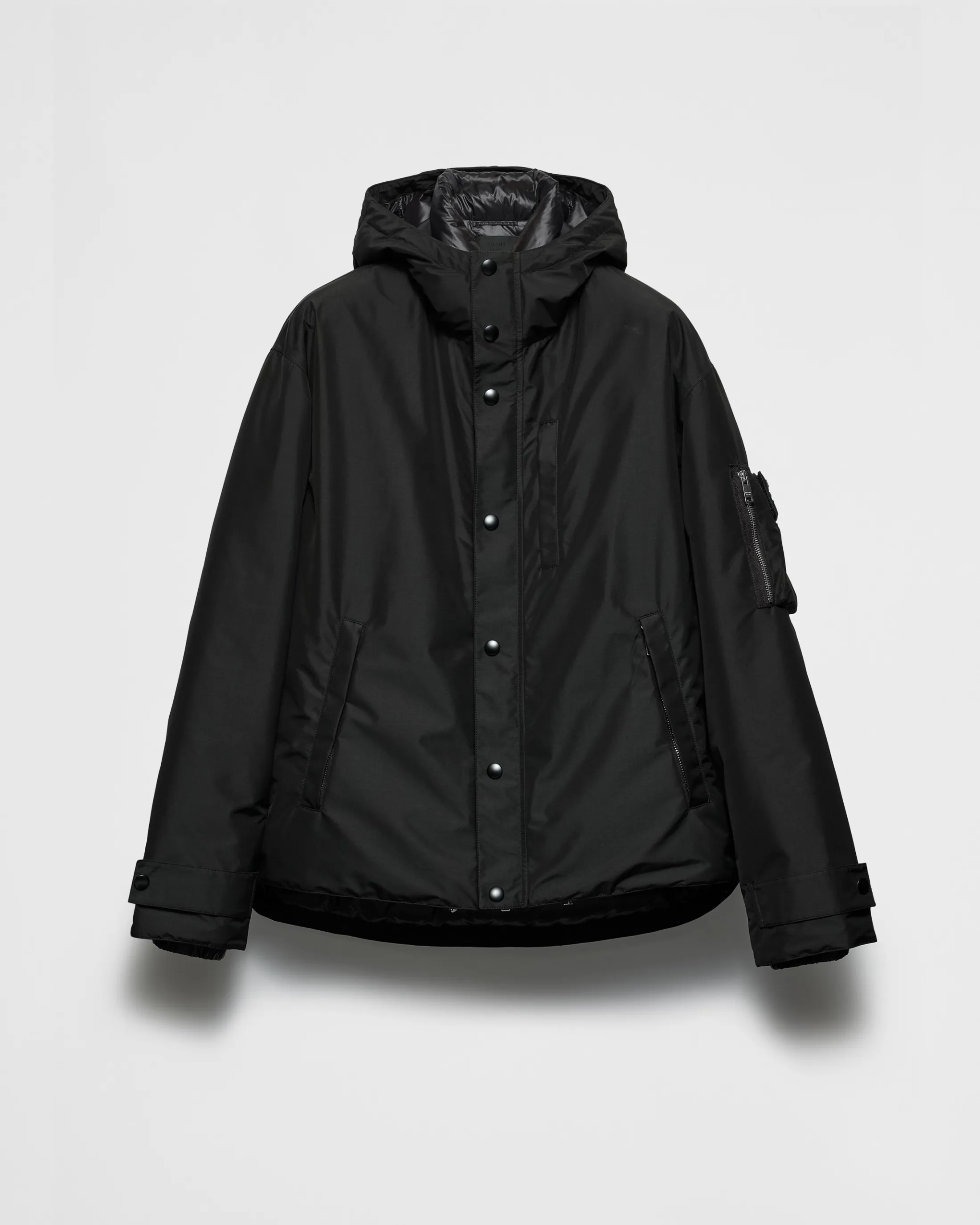 Prada Technical fabric down jacket with hood Black Fashion