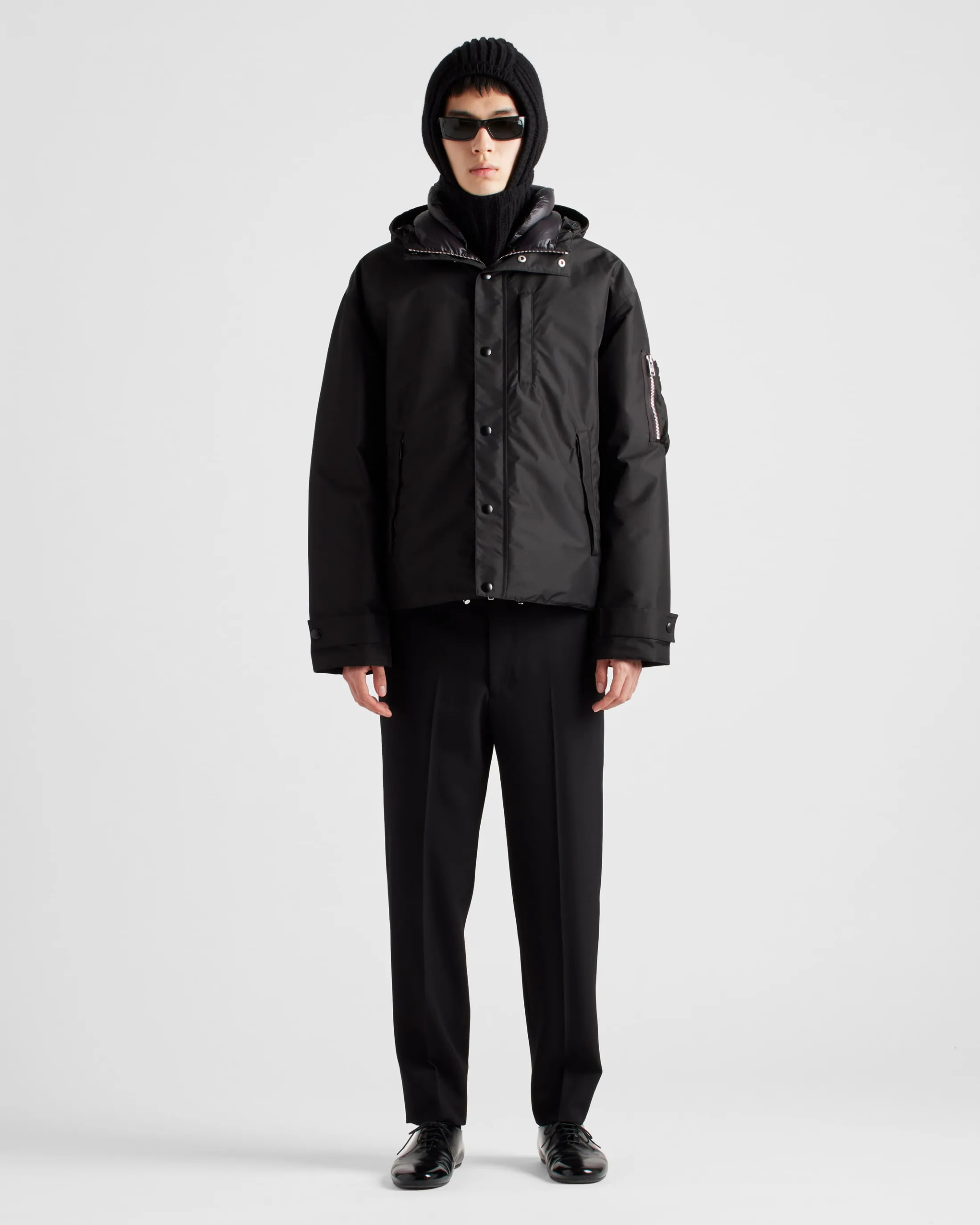 Prada Technical fabric down jacket with hood Black Fashion