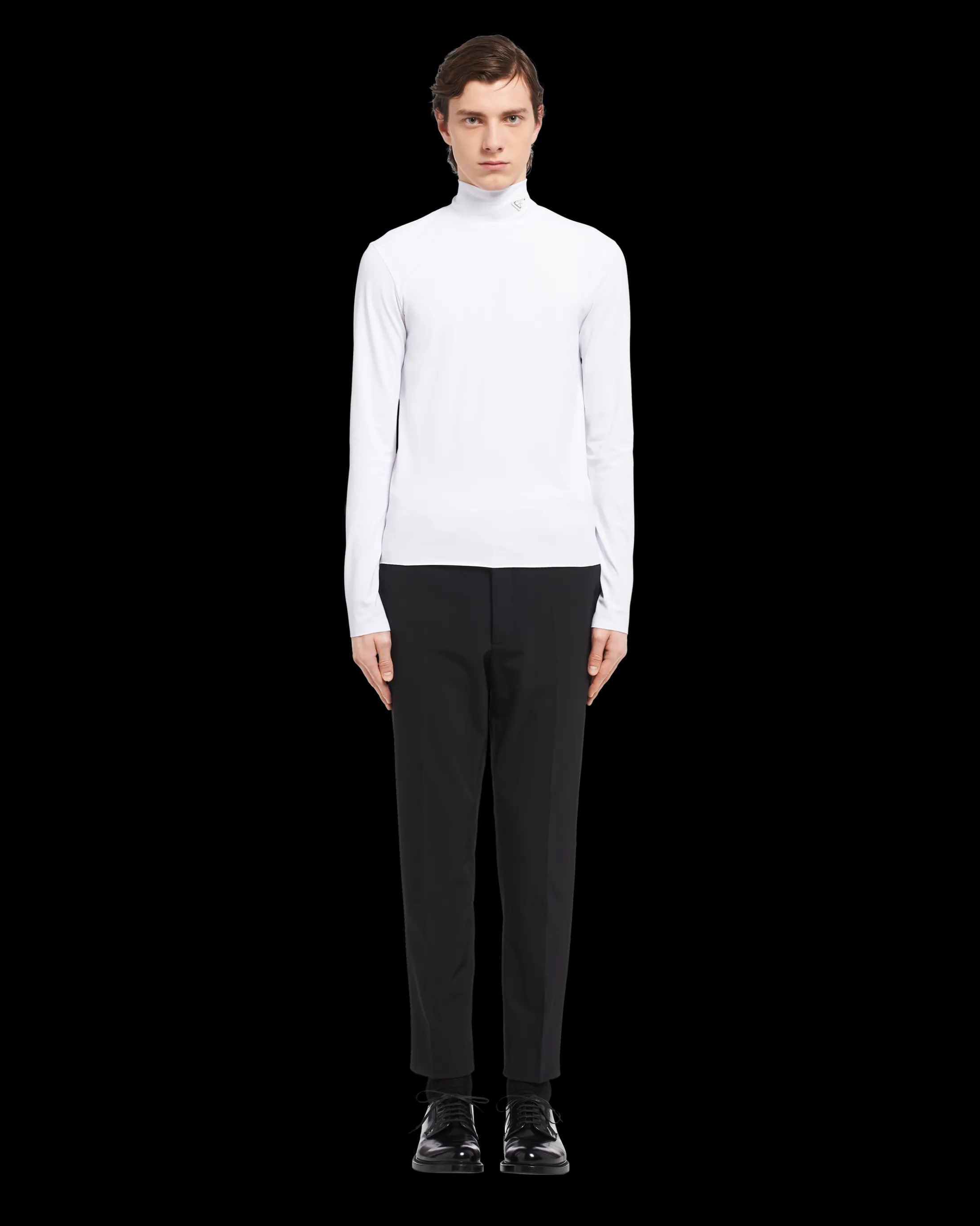 Prada Technical jersey mock turtleneck White New