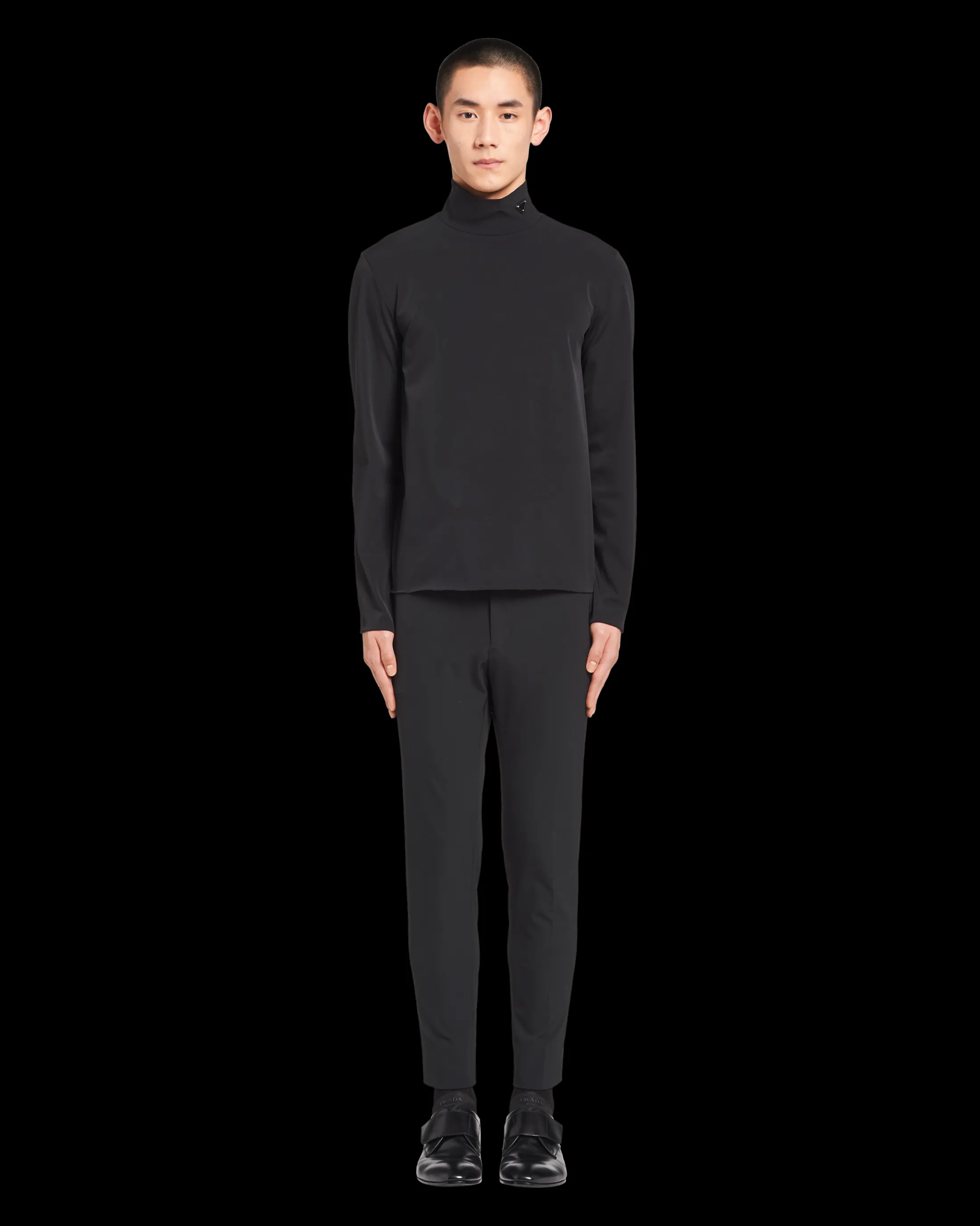 Prada Technical jersey mock turtleneck Black Discount