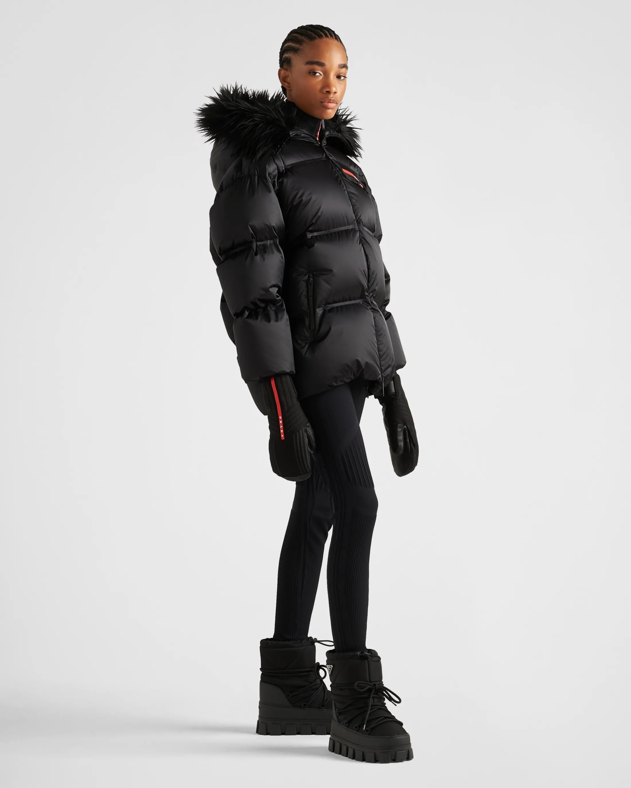 Prada Technical Re-Nylon down jacket Black Cheap