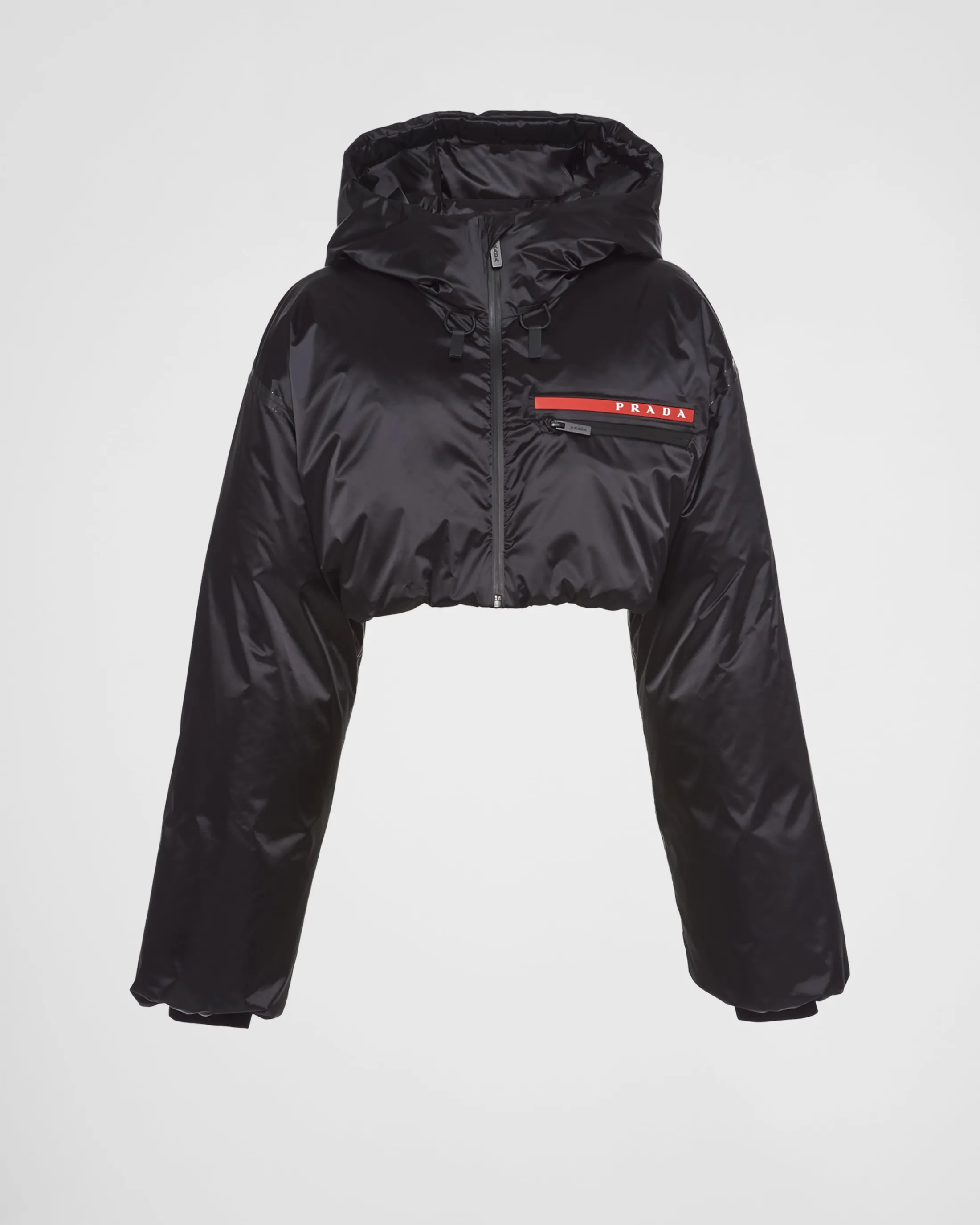 Prada Technical Re-Nylon hooded down jacket Black Best