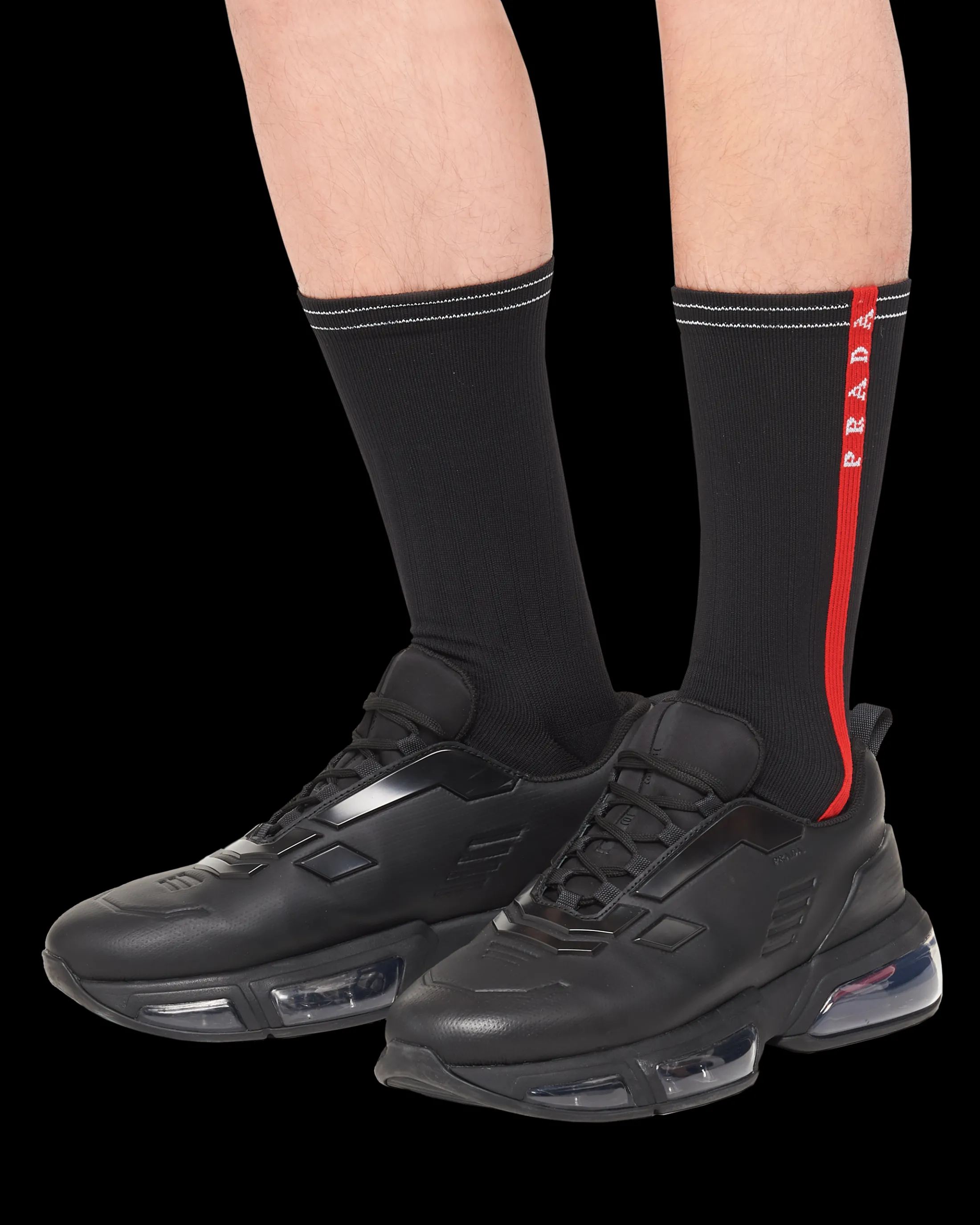 Prada Technical yarn ankle socks Black New