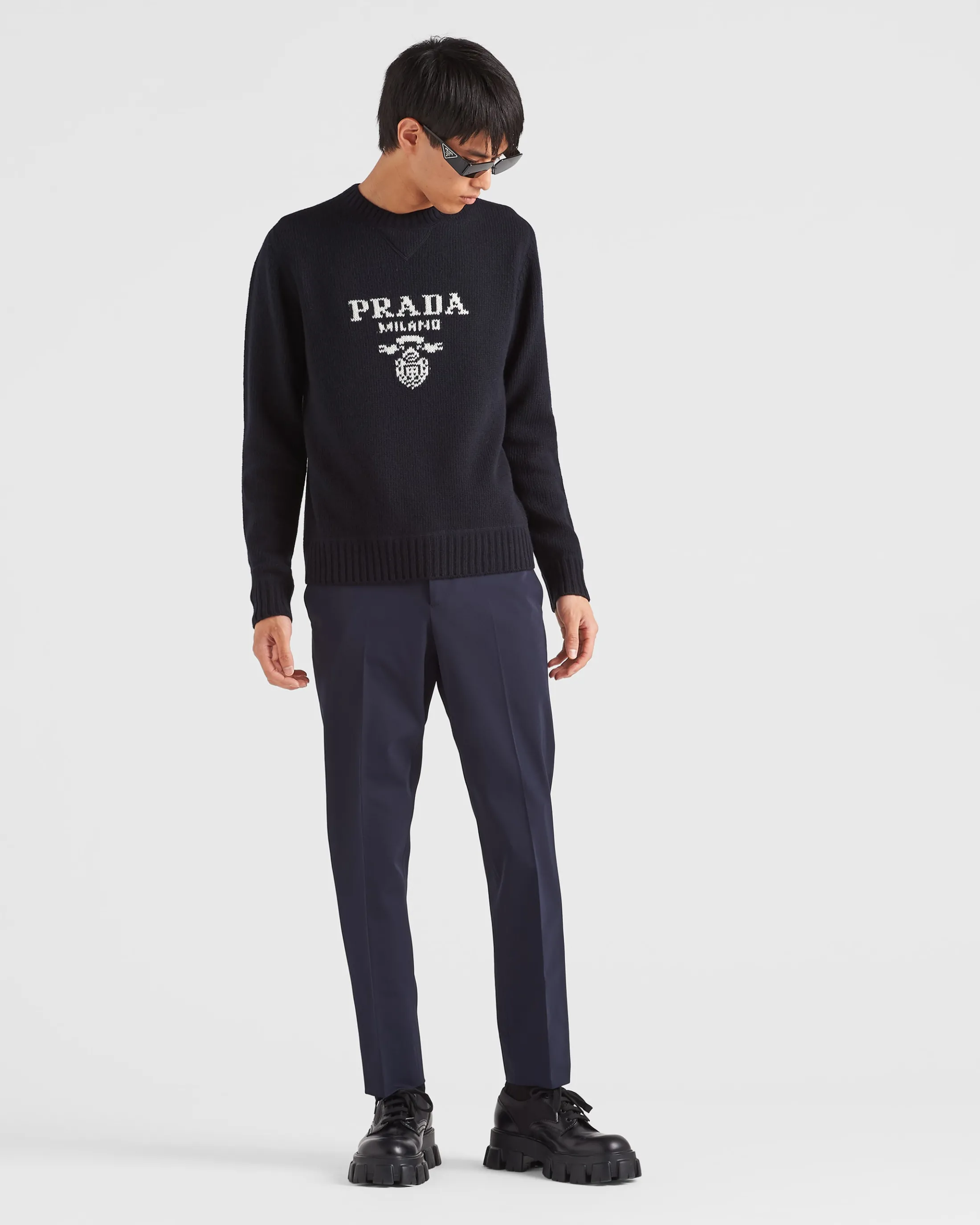 Prada Techno stretch pants Navy Shop