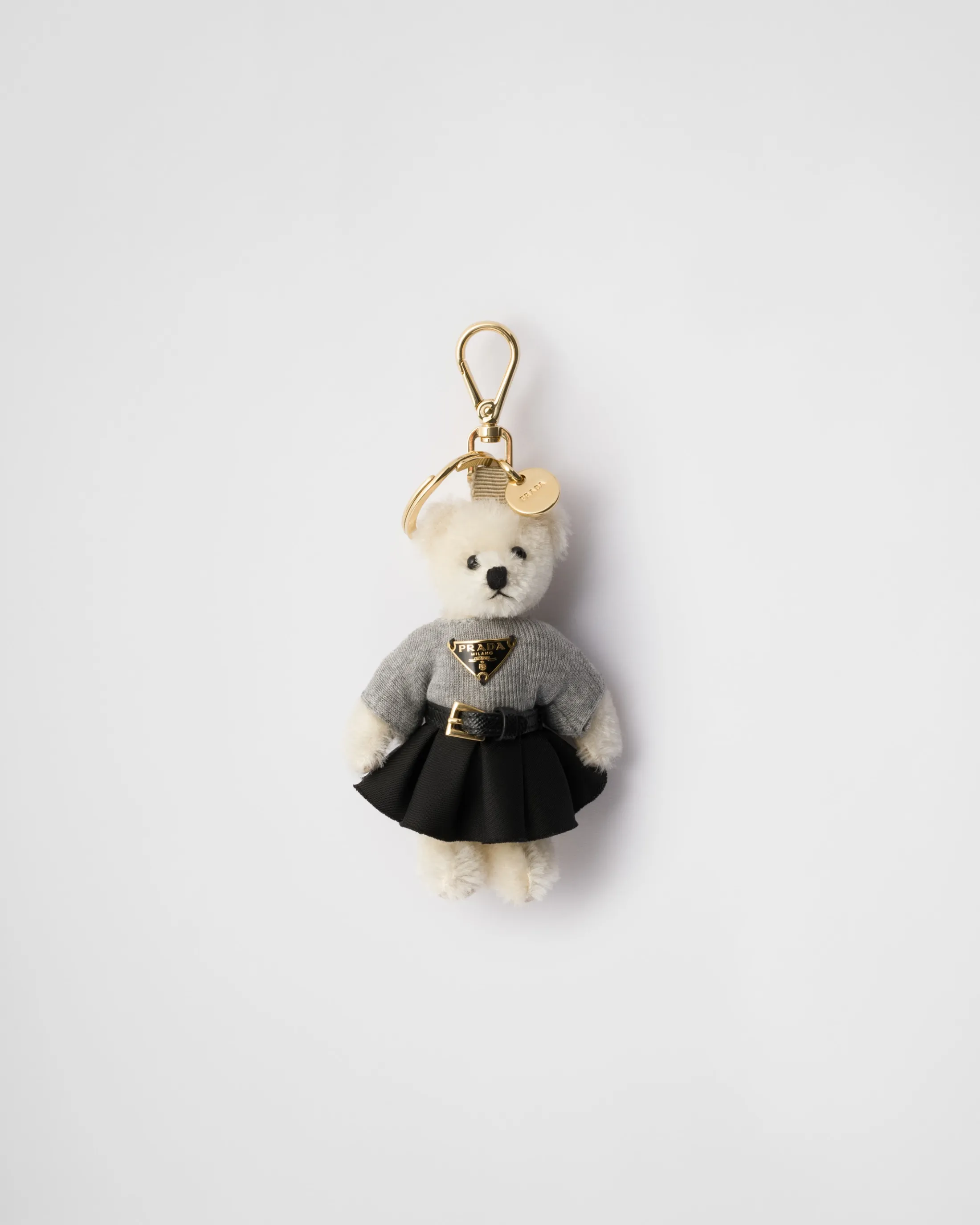 Prada Teddy bag charm with metal ring White Best