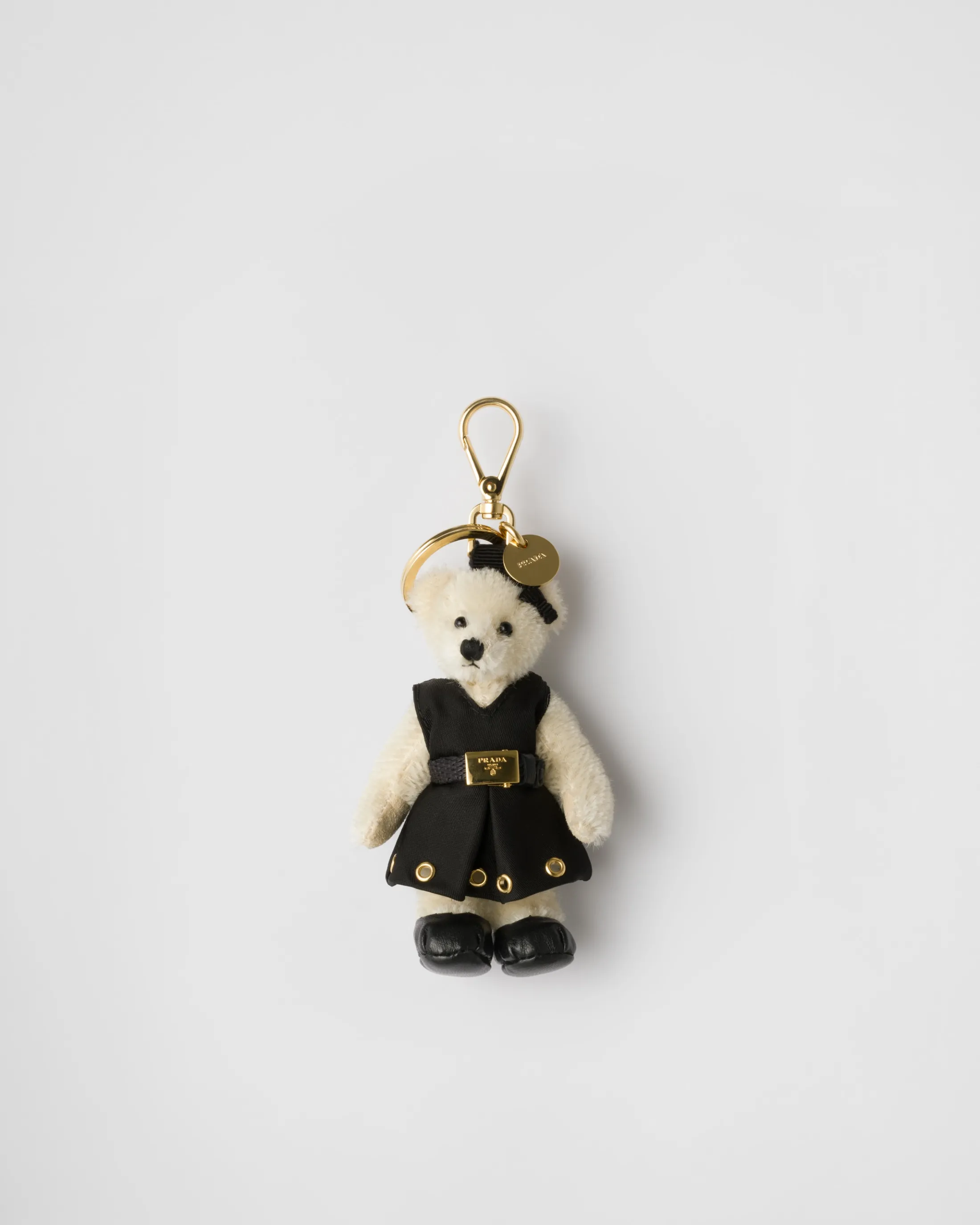 Prada Teddy bag charm with metal ring White Shop