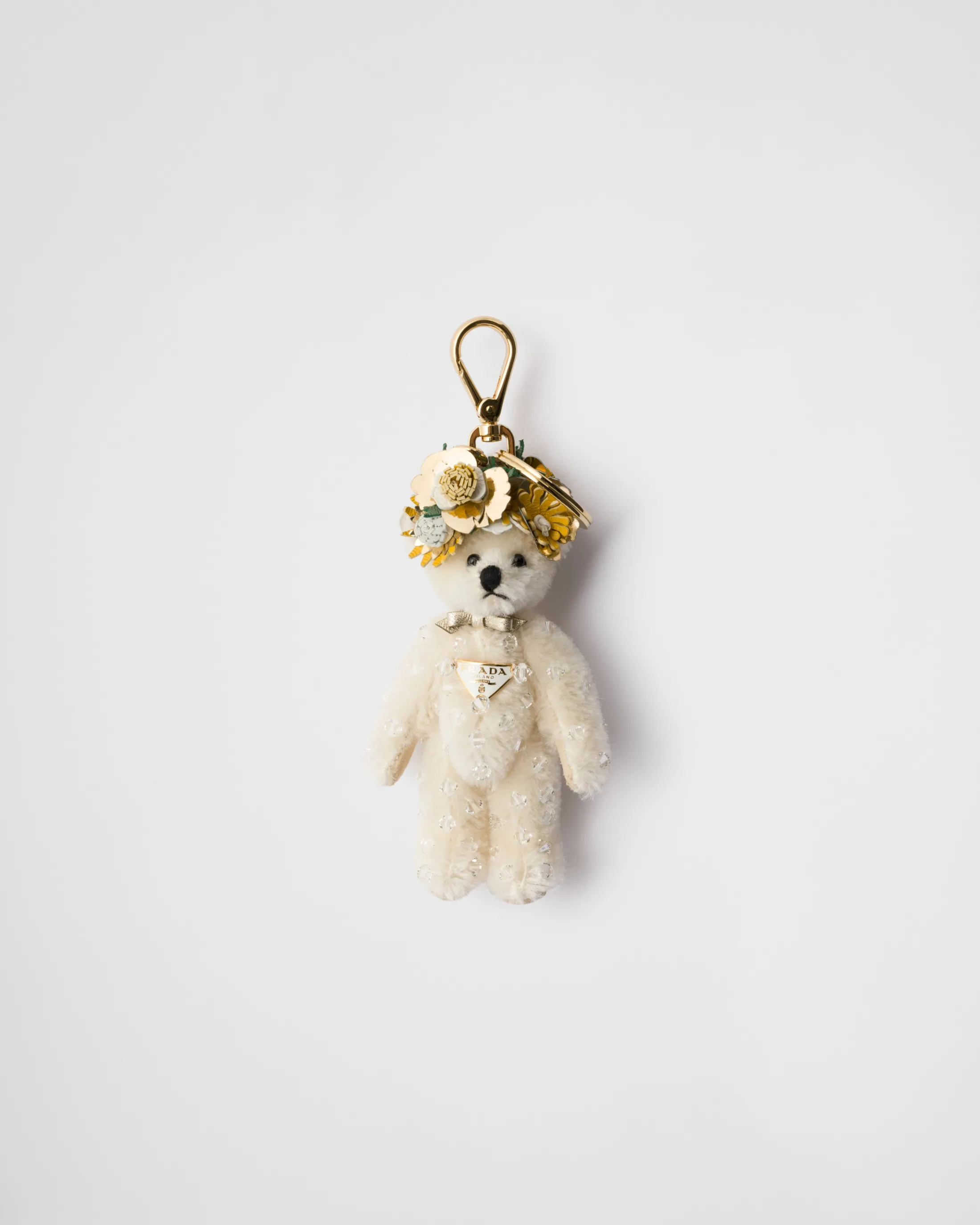 Prada Teddy bag charm with metal ring White Best