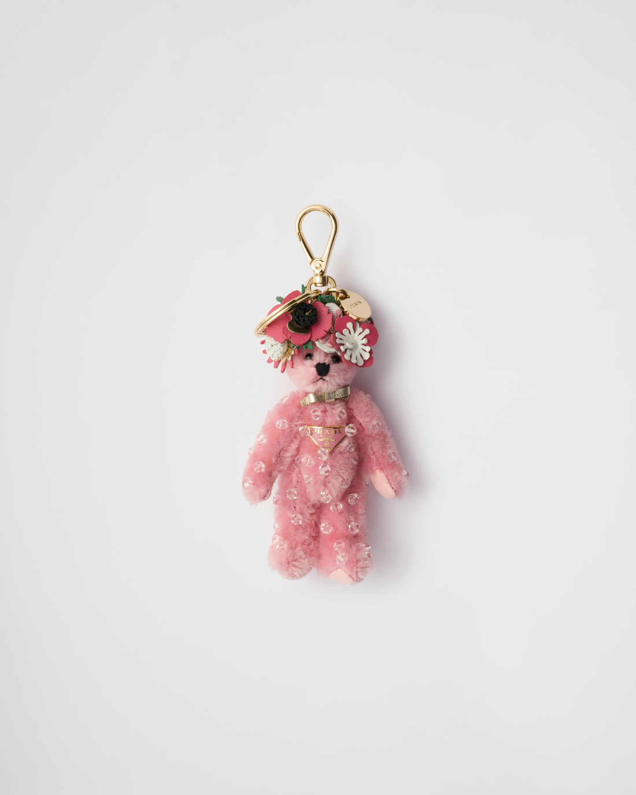 Prada Teddy bag charm with metal ring Pink Hot