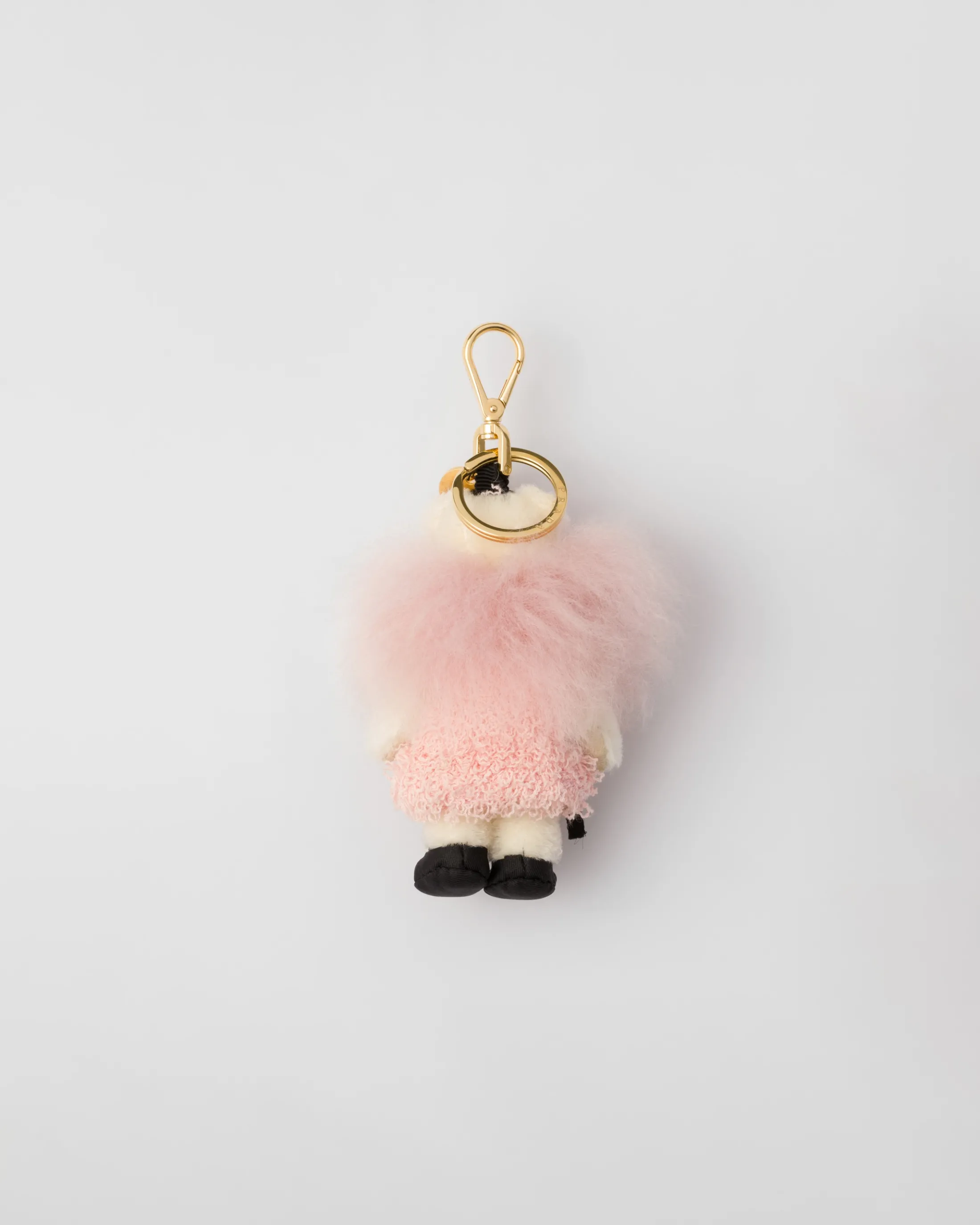 Prada Teddy bear bag charm with metal ring White/orchidpink Discount