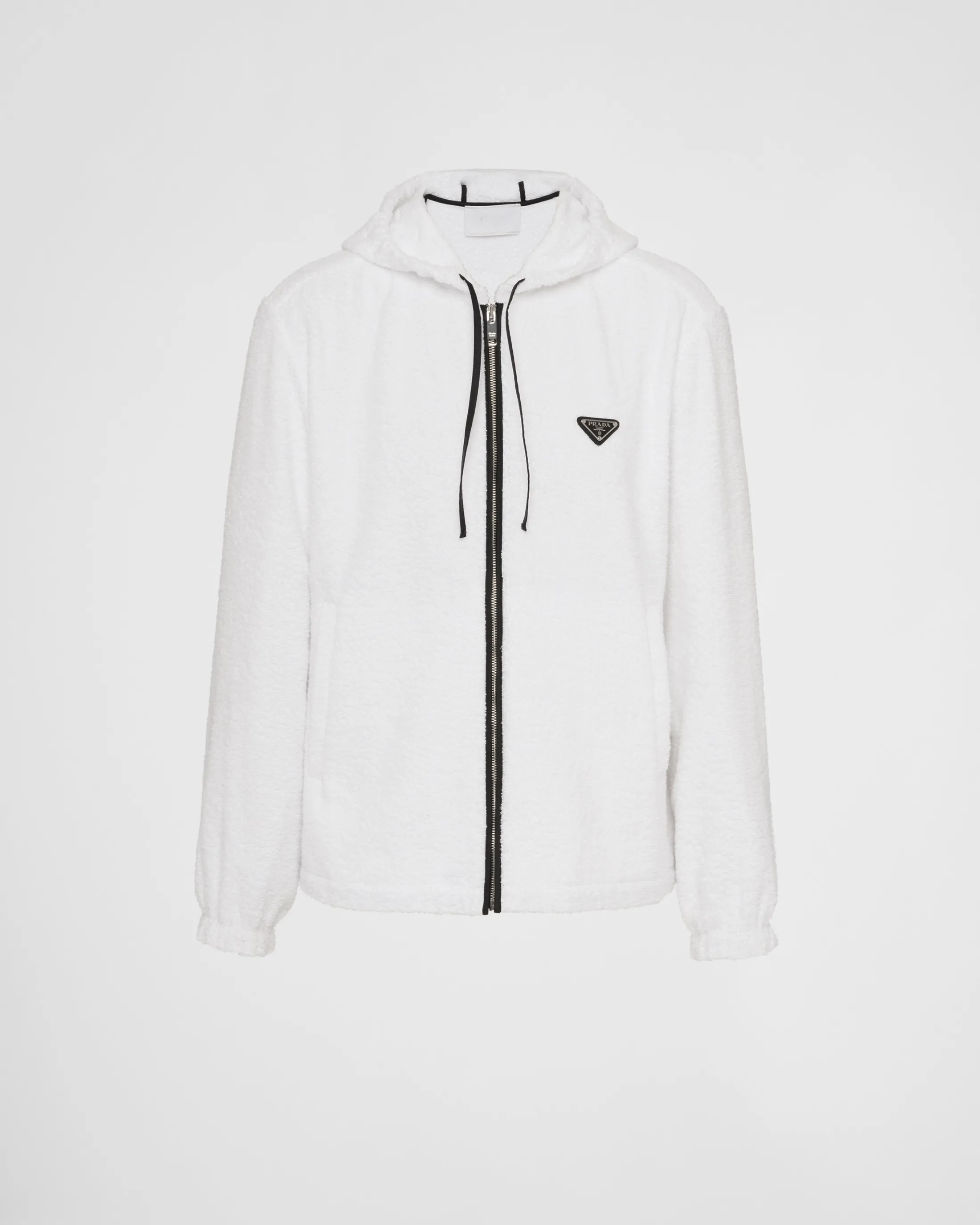 Prada Terrycloth hoodie jacket White New