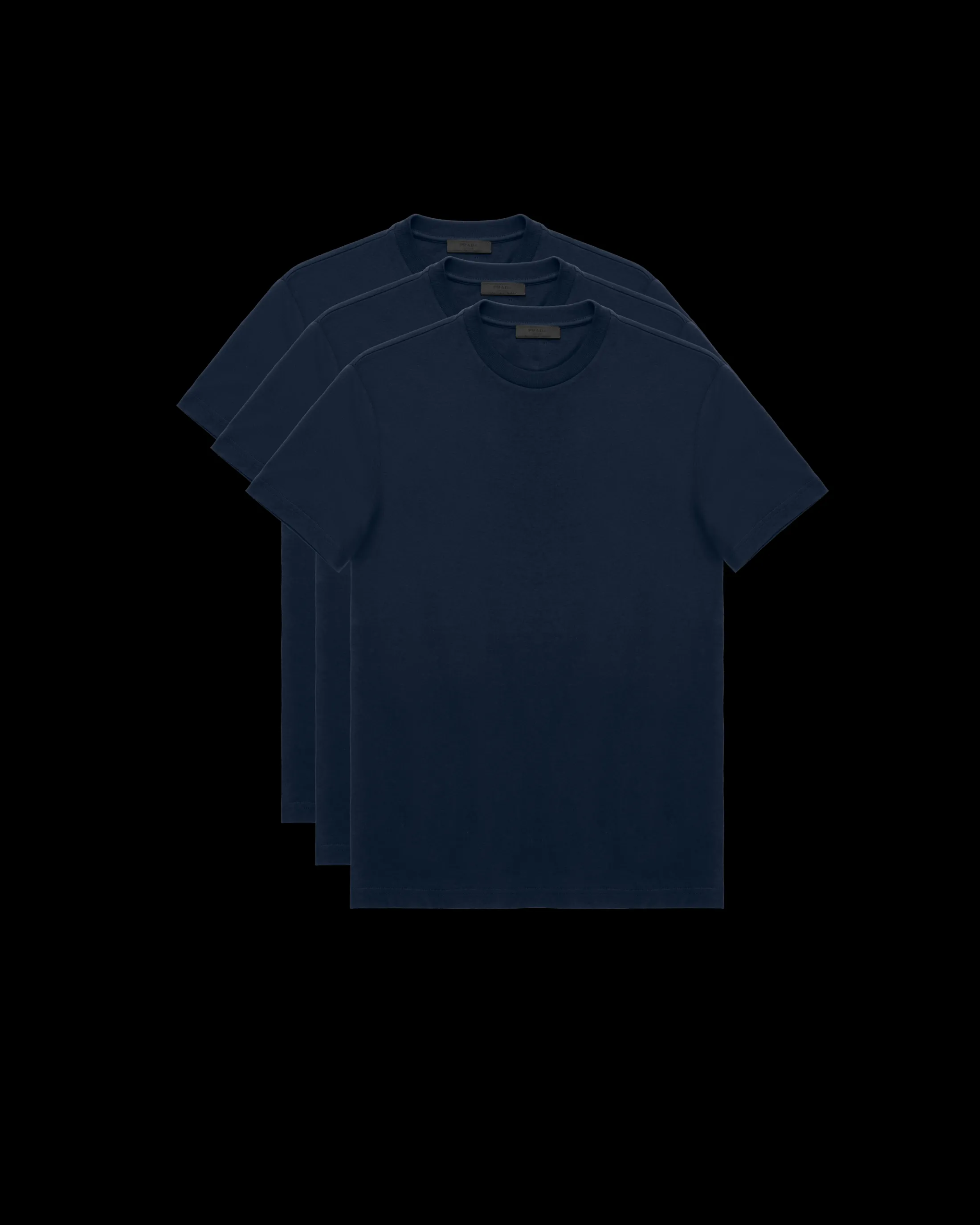 Prada Three Pack Cotton Jersey T-Shirts Navy Discount