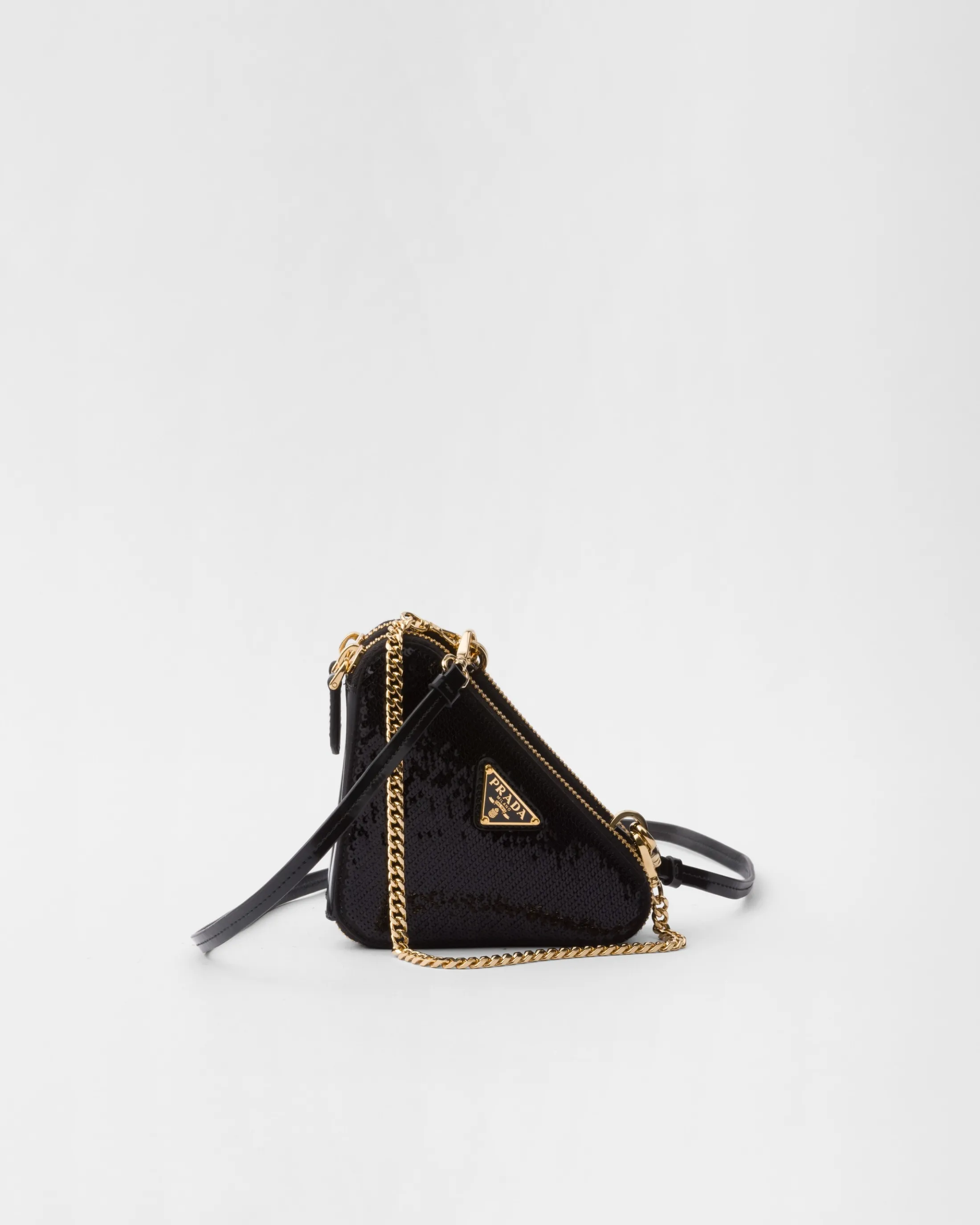 Prada Triangular sequined mini pouch Black Fashion