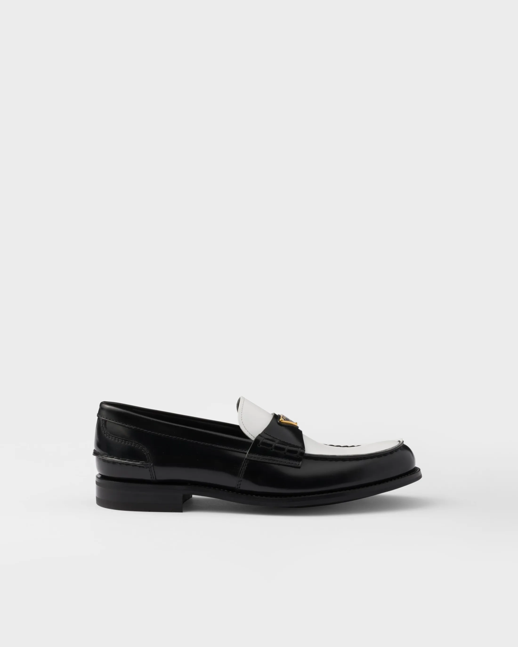 Prada Two-tone brushed leather loafers Black/white Fashion