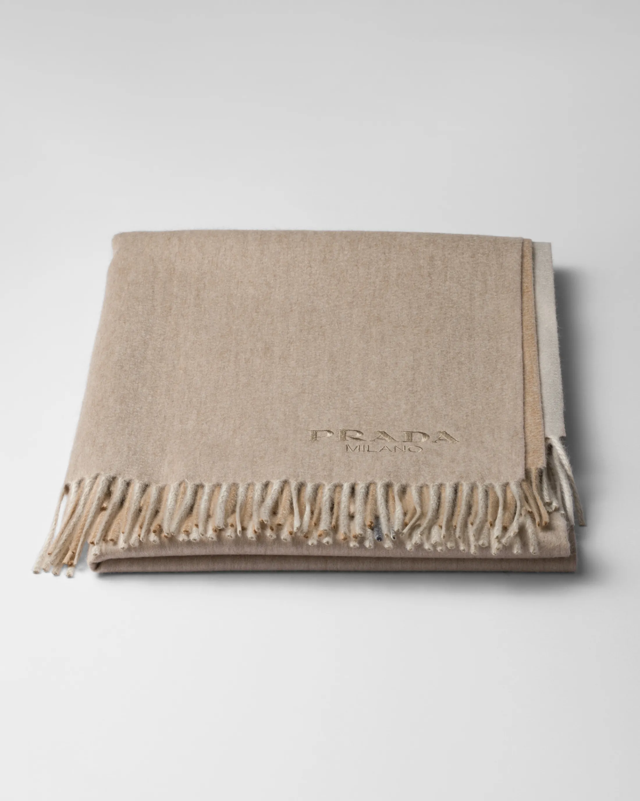 Prada Two-tone cashmere and wool throw Camel/sandybeige Flash Sale