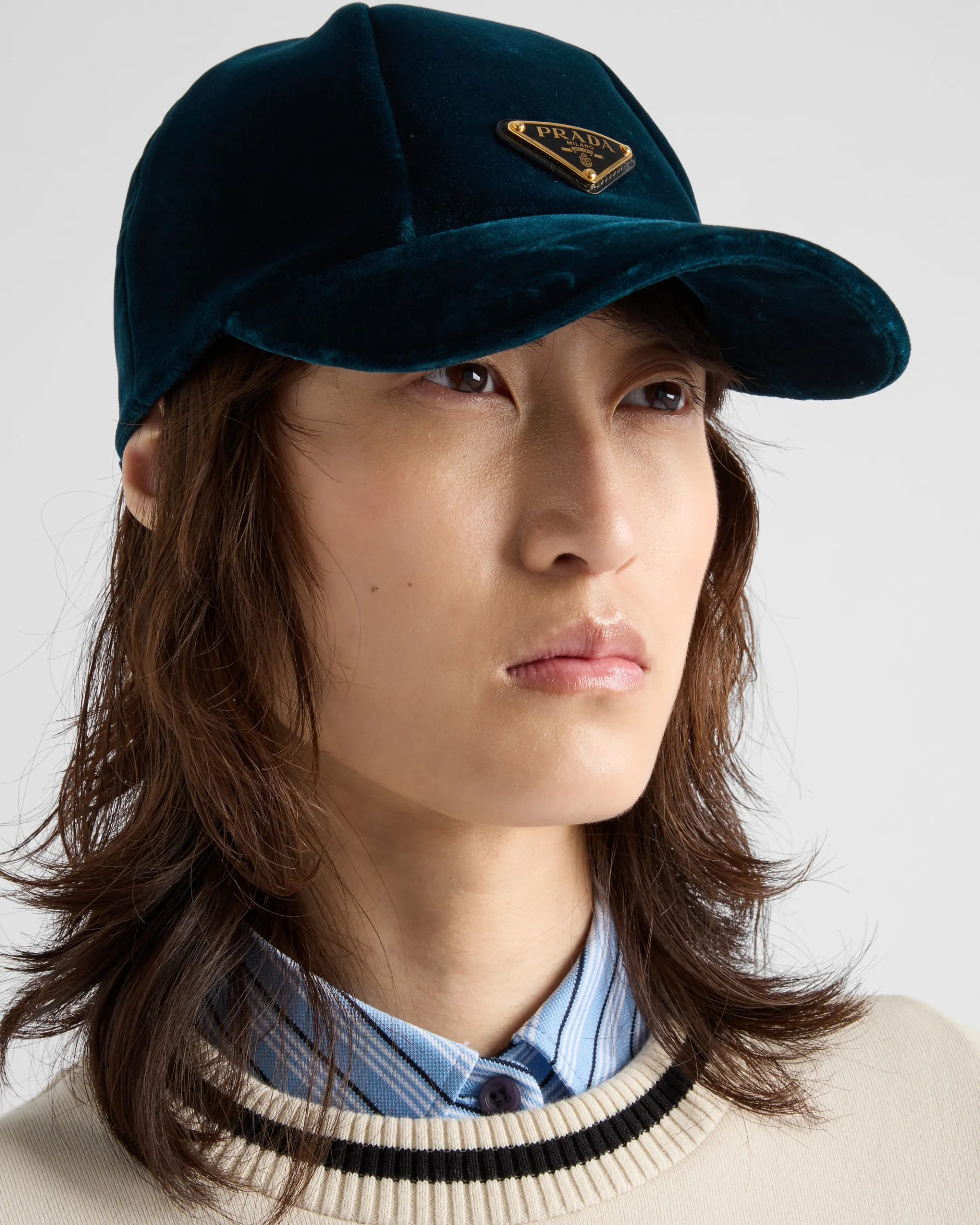 Prada Velvet baseball cap Darkteal Hot