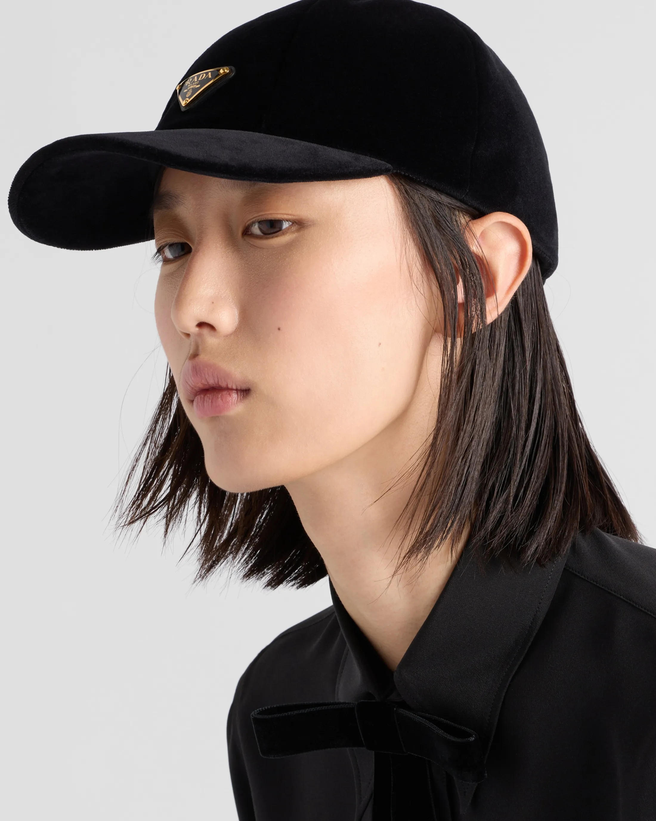 Prada Velvet baseball cap Black Flash Sale