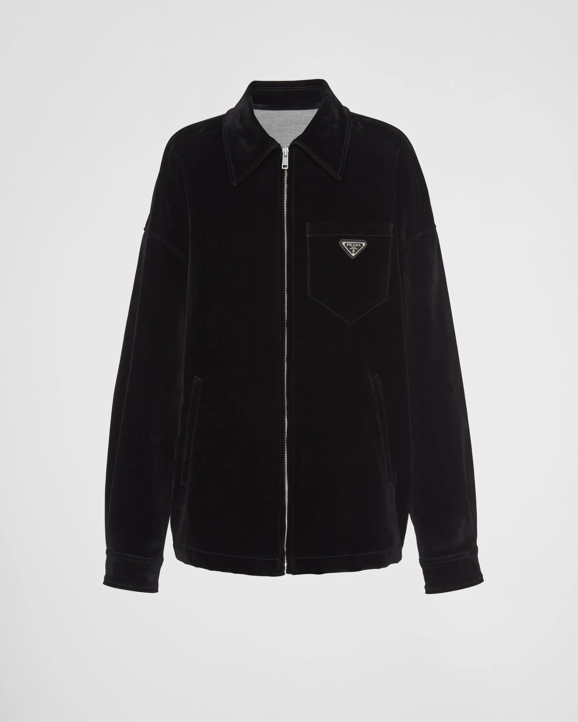 Prada Velvet denim blouson jacket Black Best Sale