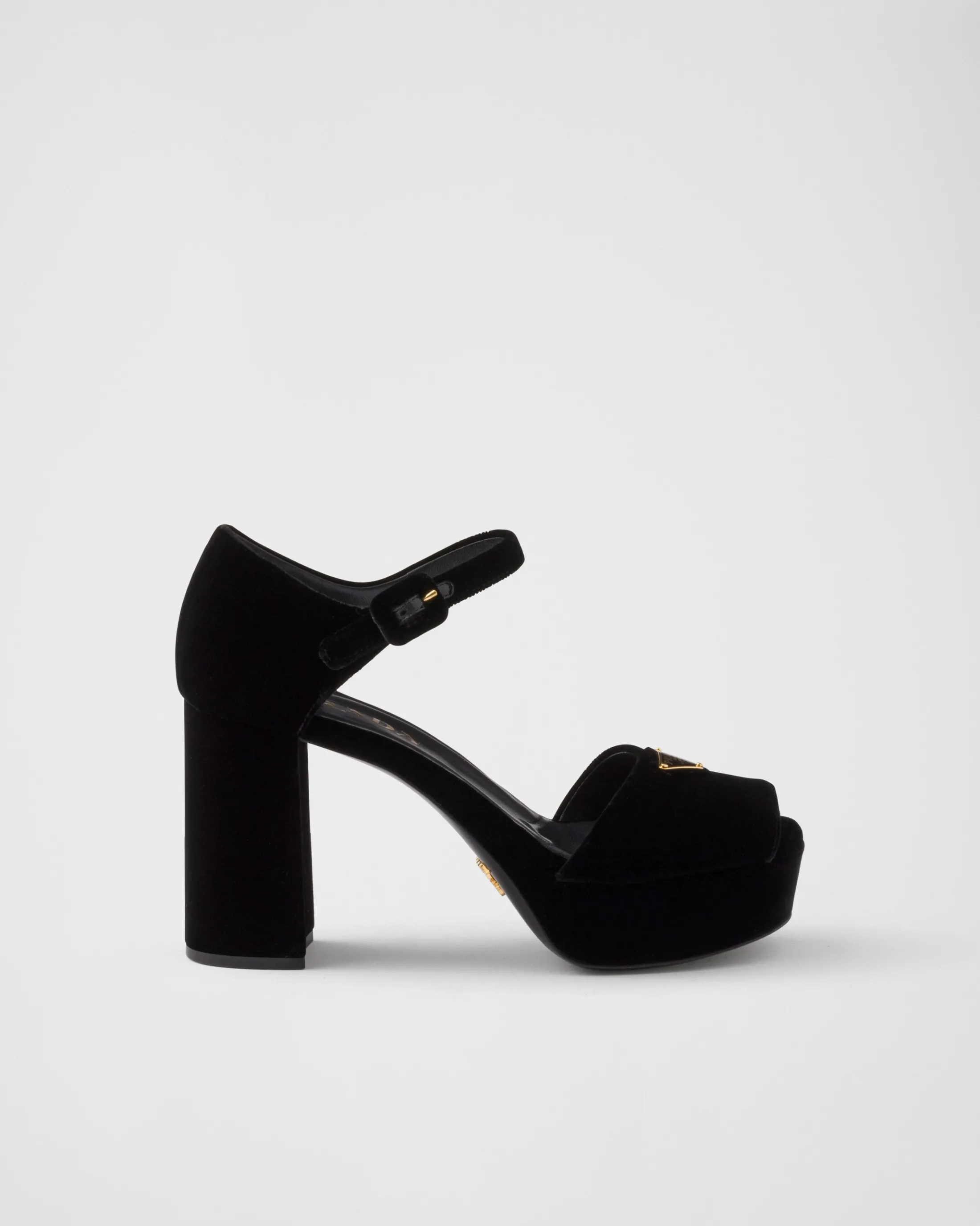 Prada Velvet platform sandals Black Best Sale