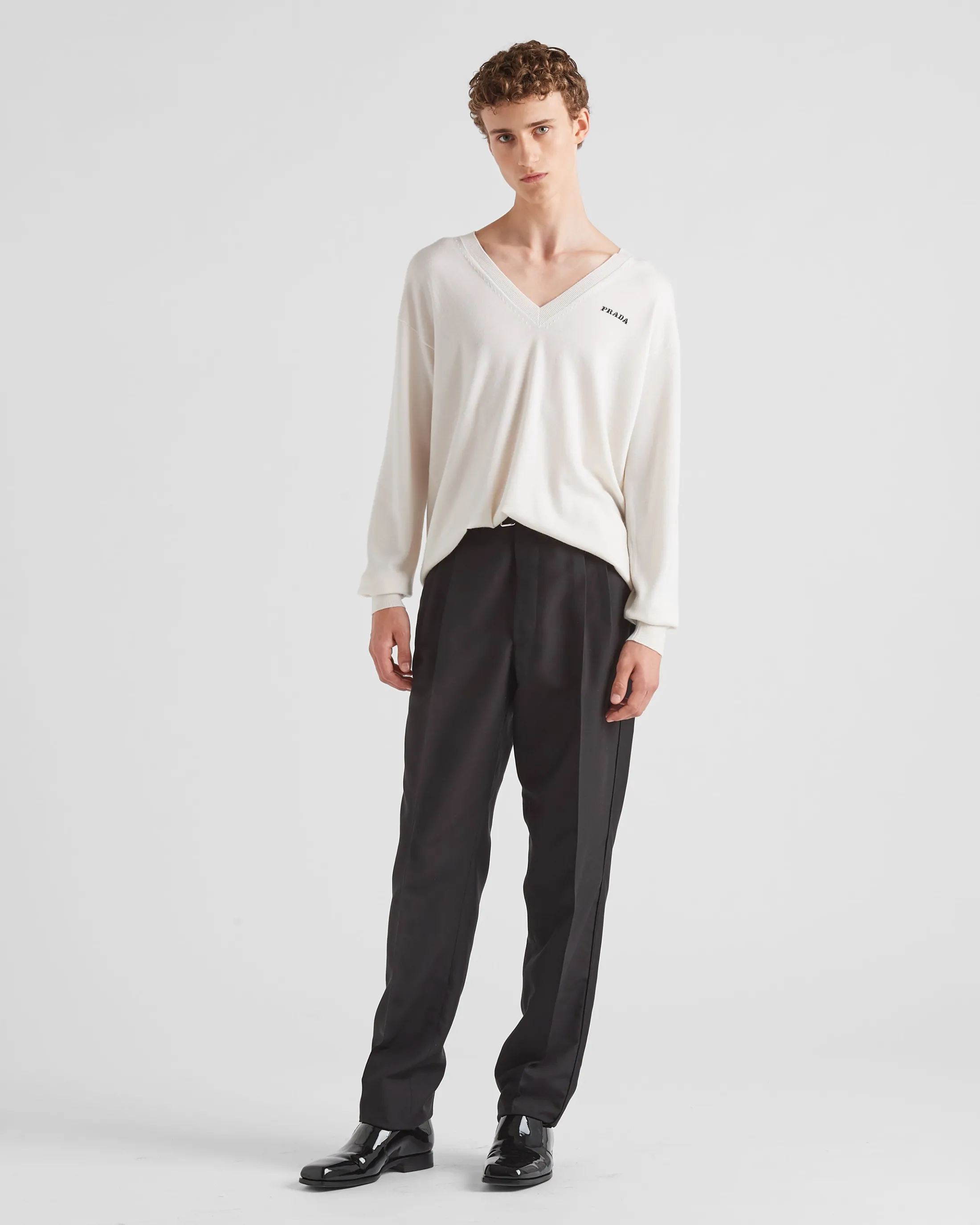 Prada V-neck cashmere sweater White Online