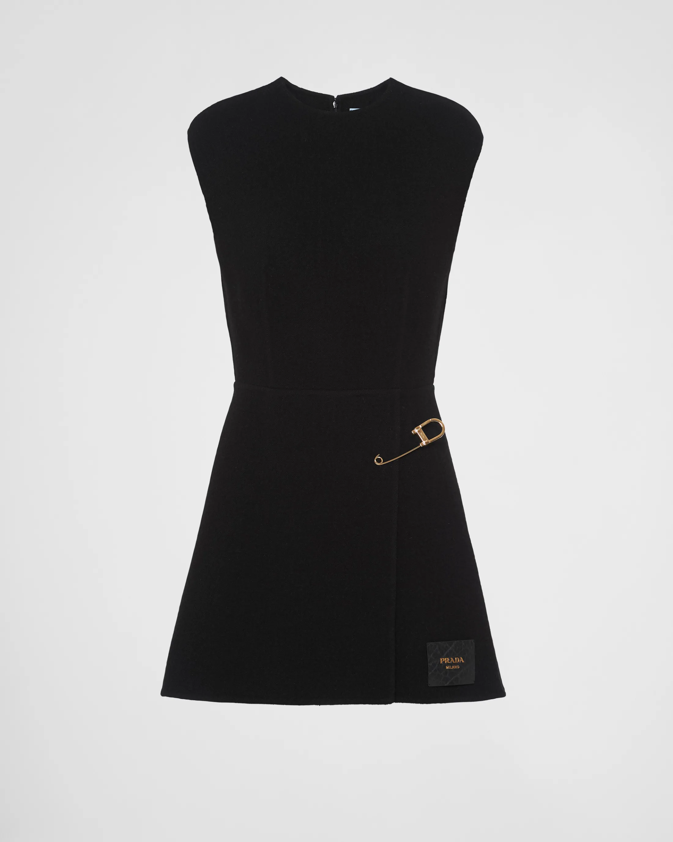 Prada Washed twill minidress with safety pin Black Shop