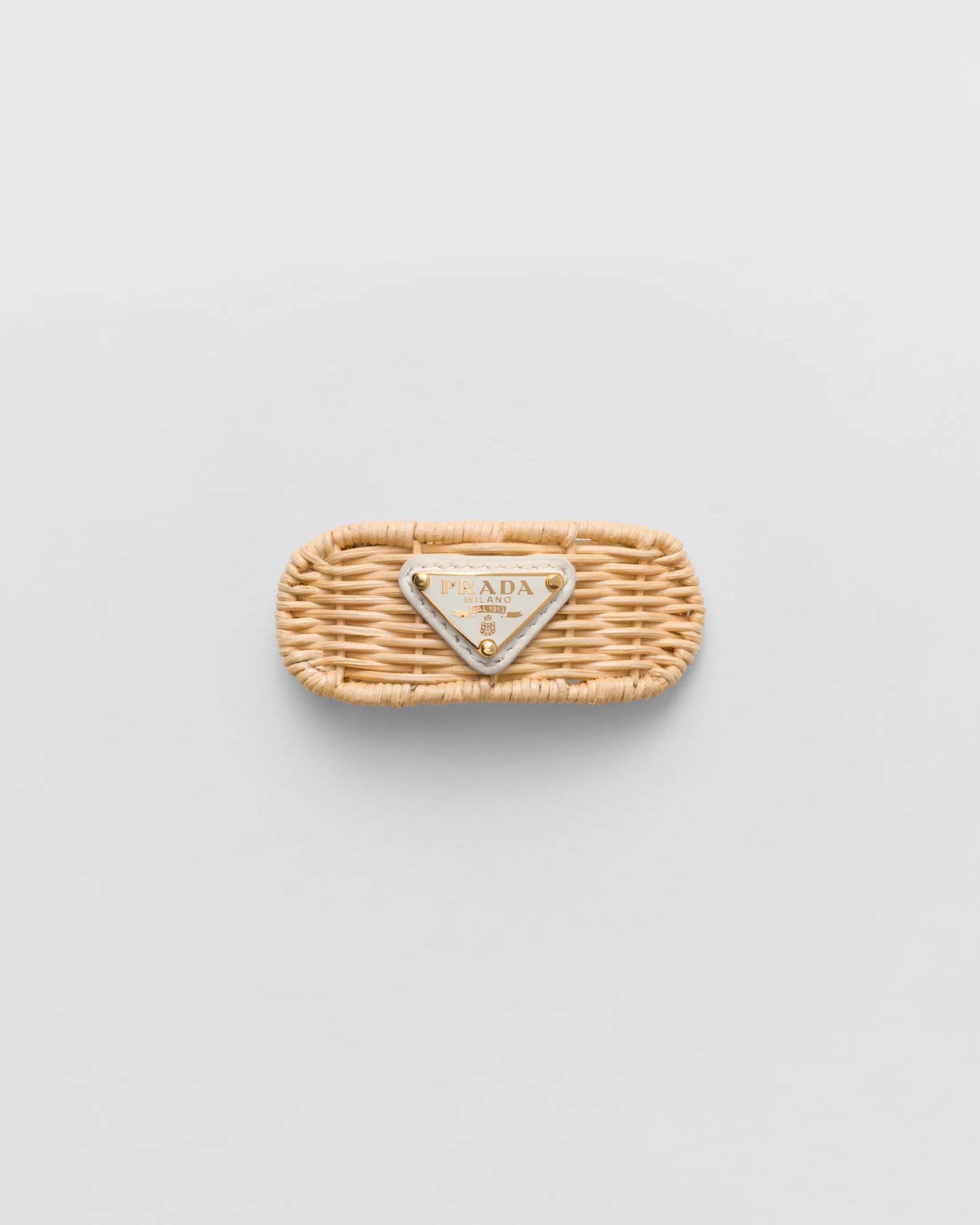 Prada Wicker hair clip Tan/white Outlet